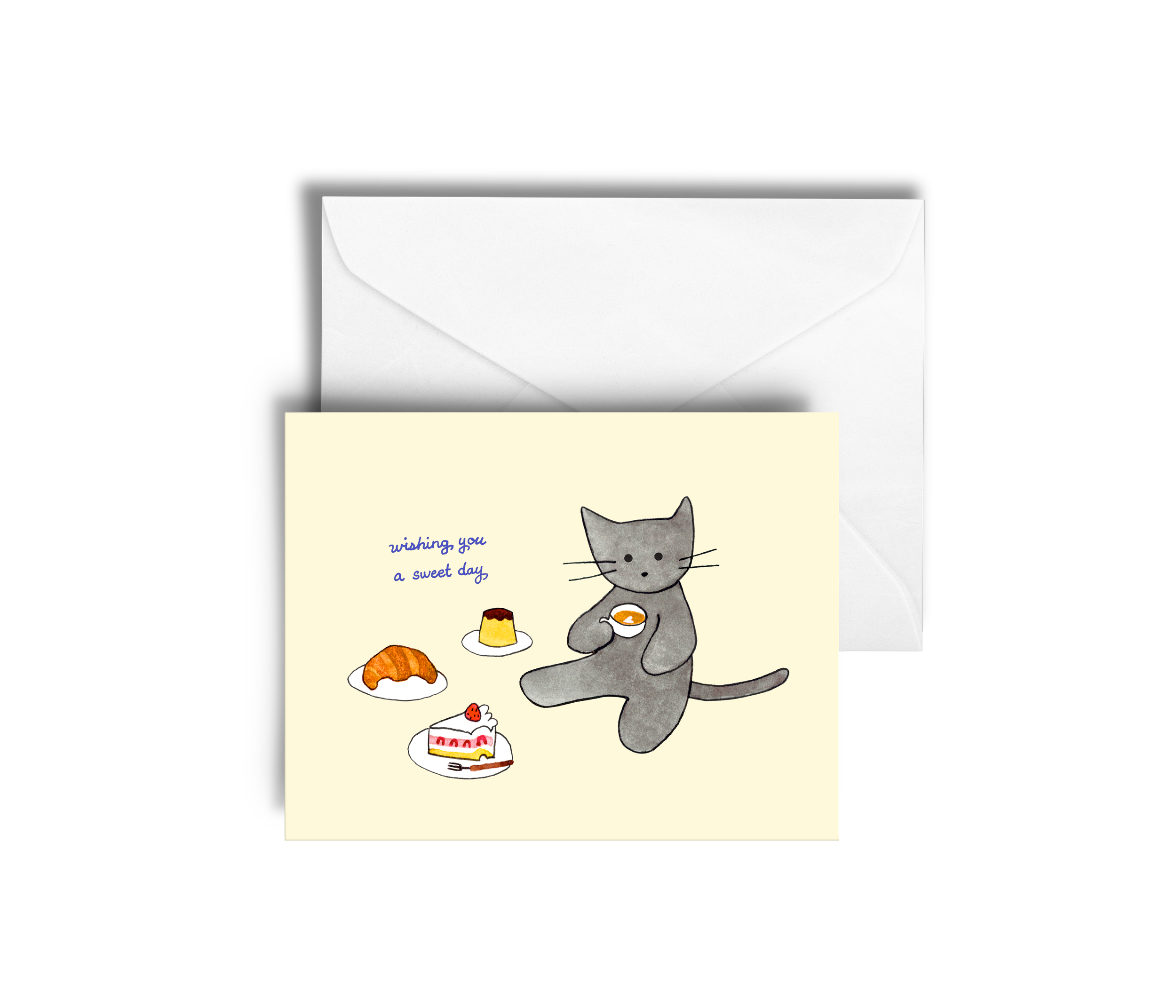greeting card sweet cat cake birthday