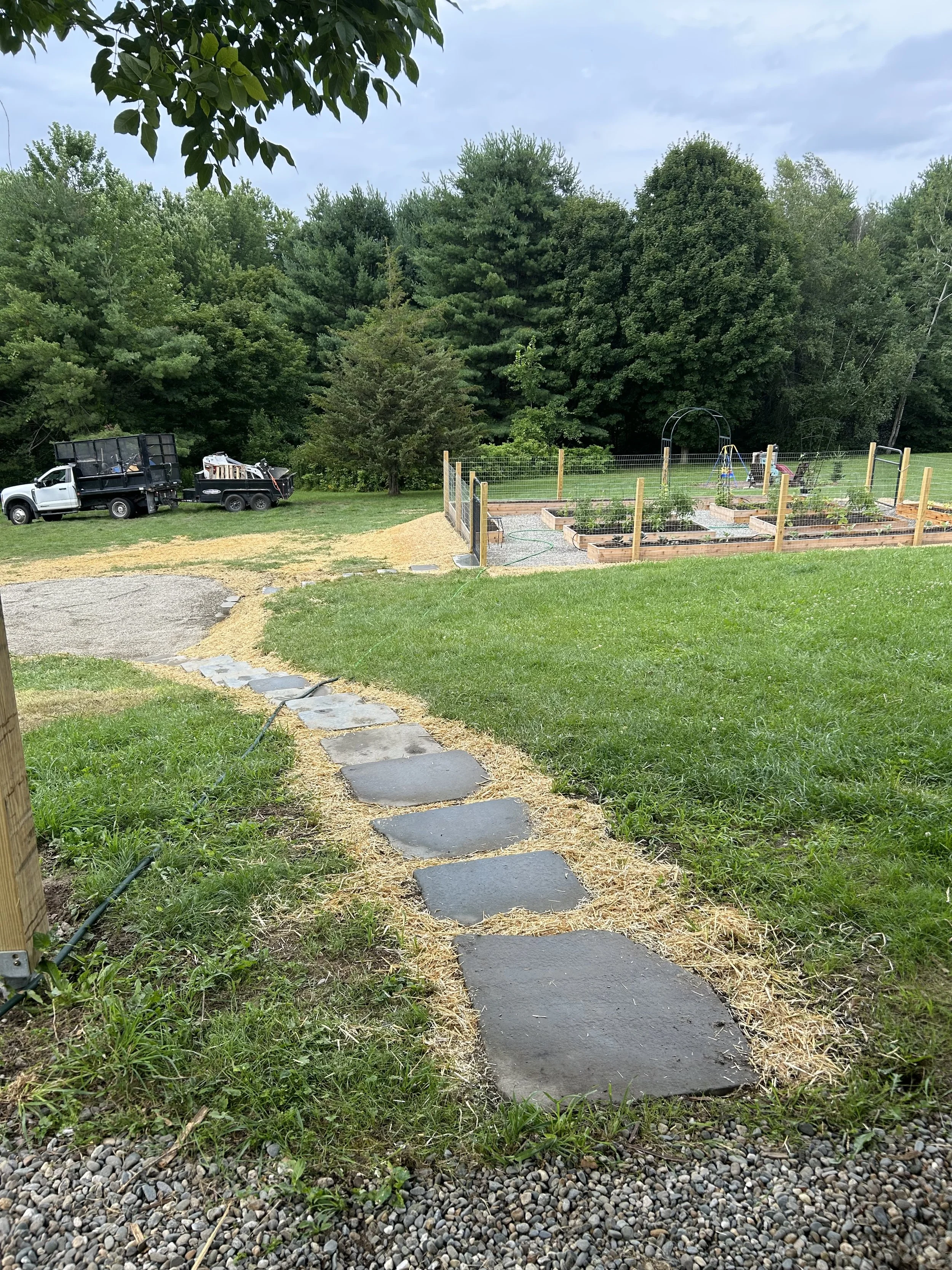 Another view of the firepit/vegetable garden install