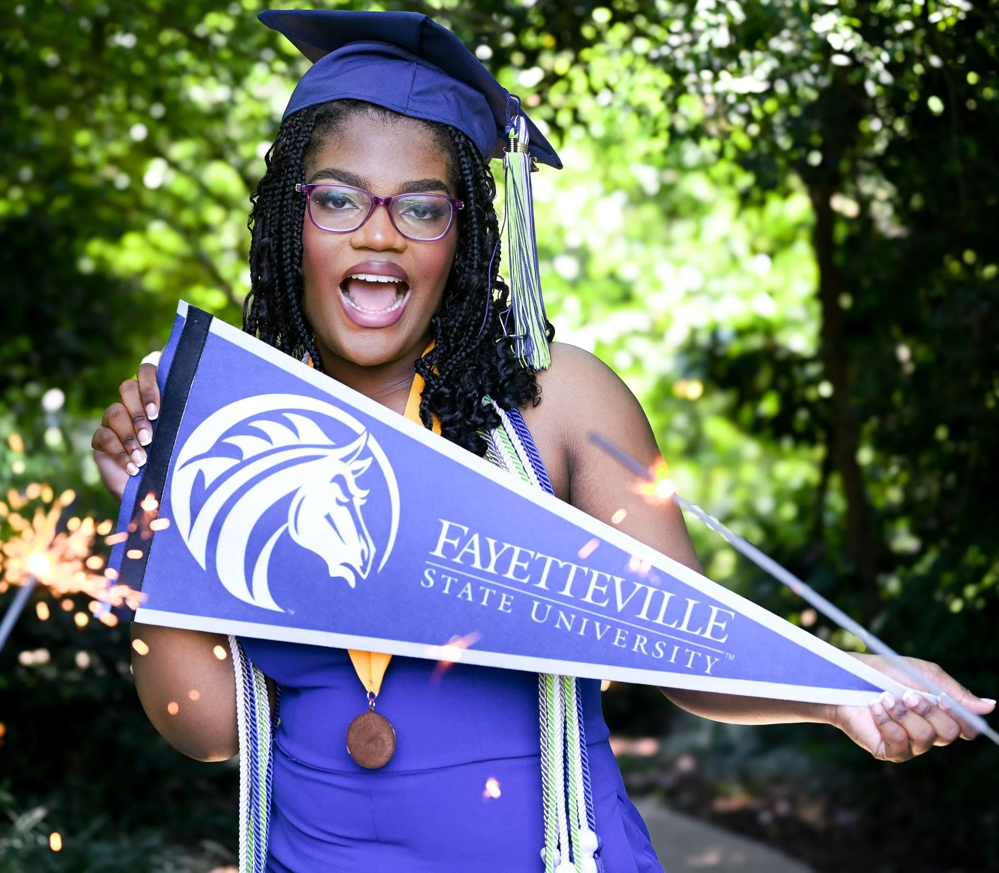 graduation photos Fayetteville State University senior Rocky Mount NC cap and gown portrait