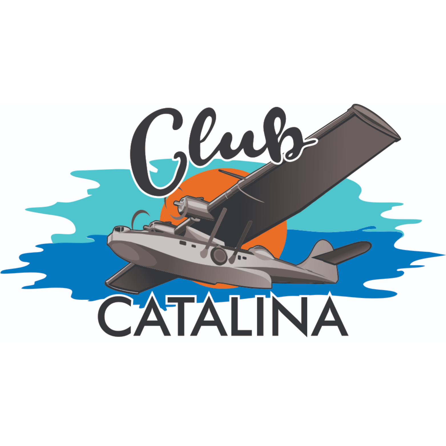A graphic logo for GLOBUS CATALINA featuring a speed boat and a seaplane flying over water with an orange sun in the background, the words 'GLOBUS CATALINA' written in black.