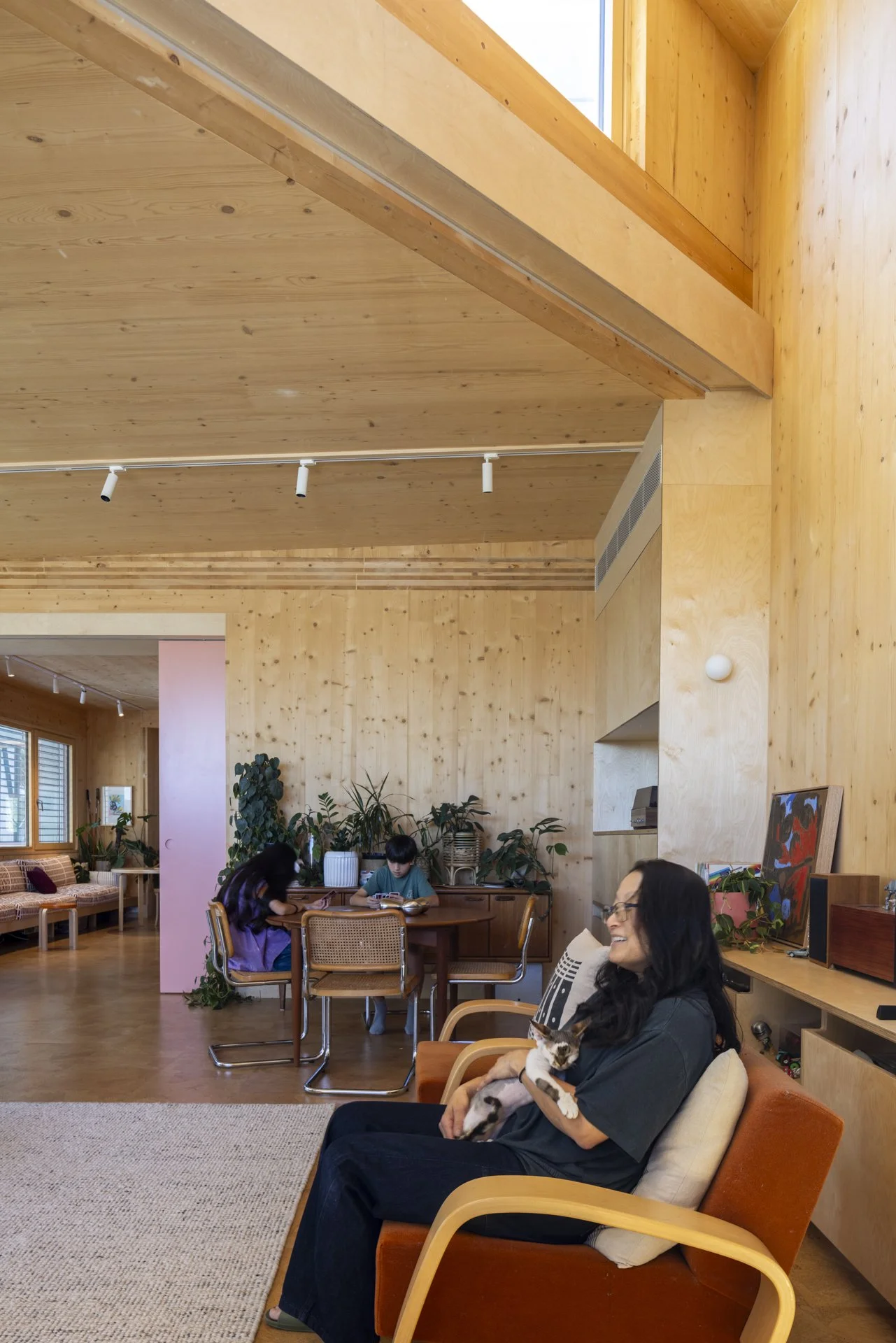 Living room CLT Canopy House by Still Space Architecture