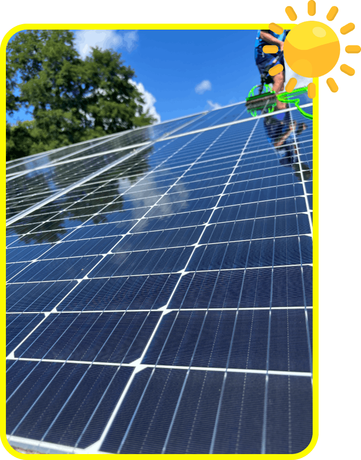 After shot of a solar panel cleaning - showing a nice shiny solar panel!
