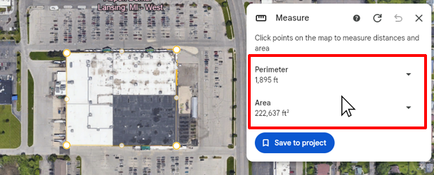 Marking out the area gives us two numbers one being the "Perimeter" and the second being the "Area"