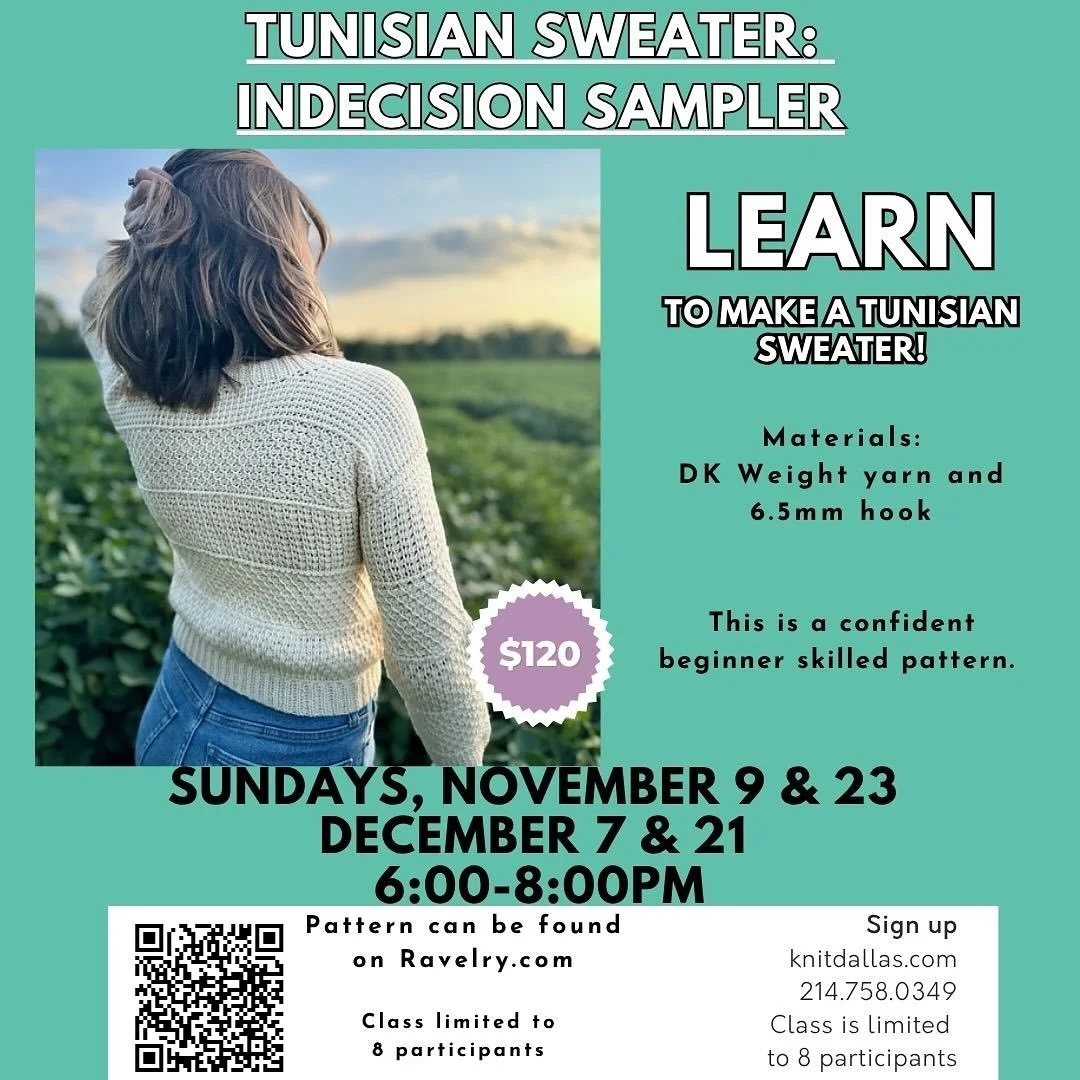 ***NEW CROCHET CLASSES ADDED*** 
It&rsquo;s the season for sweaters, snowflakes, new skills and holiday crafts! 

More info about the classes at @knitdallas knitdallas.com 

#crochet #crochetclass #crochetteacher #dallascrochet #artfitbyzakyla #doesy