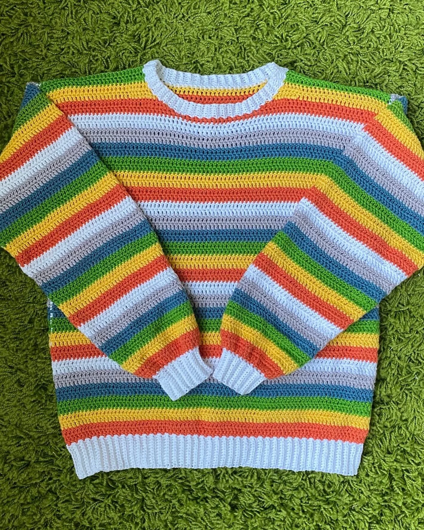 Wondering if I have enough scraps to make another striped sweater??? 

#crochet #crochetsweater #stripedsweater #crochetteacher #artfitbyzakyla #doesyourartfit