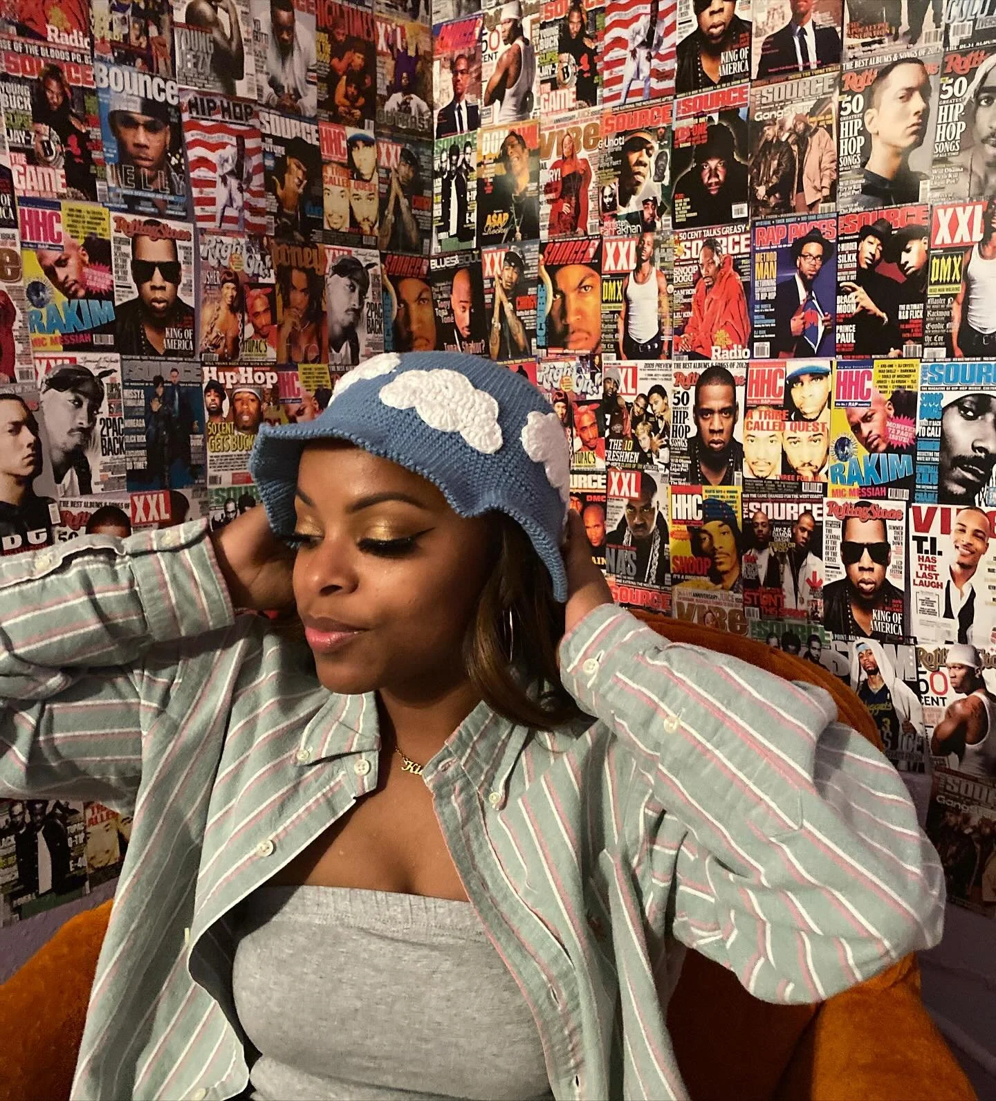 These pics &gt;&gt;&gt; head in the clouds in the Cloudy Days Bucket Hat! @sweeticedki 

#artfitbyzakyla #doesyourartfit #crochet #crochethat #crochetbuckethat