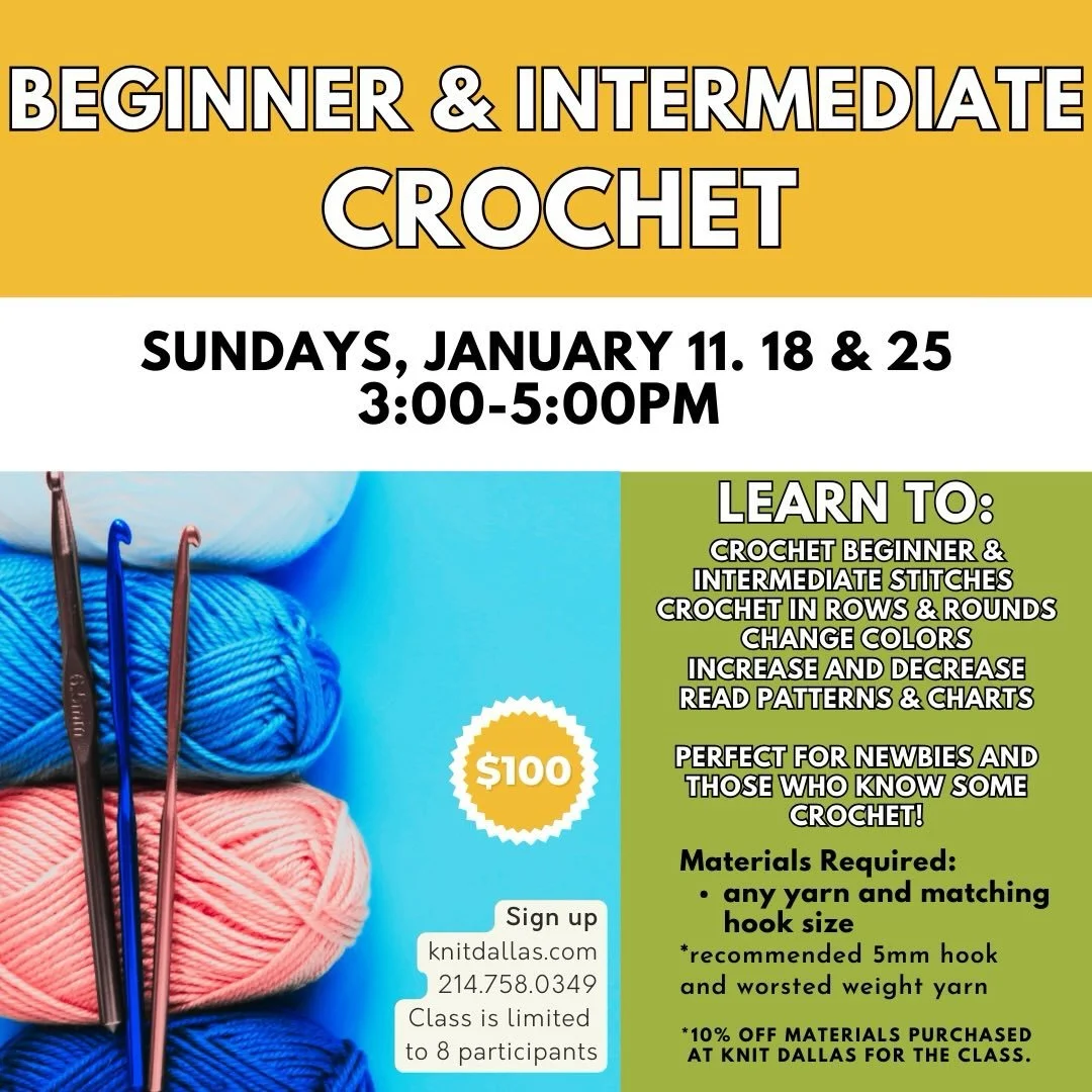 I&rsquo;m teaching at @knitdallas all month long! Beginner classes, projects and intermediate garments! I&rsquo;d love to see you there. If you don&rsquo;t see a time and date that works for you, let&rsquo;s set up a private lesson! 

#crochet #artfi