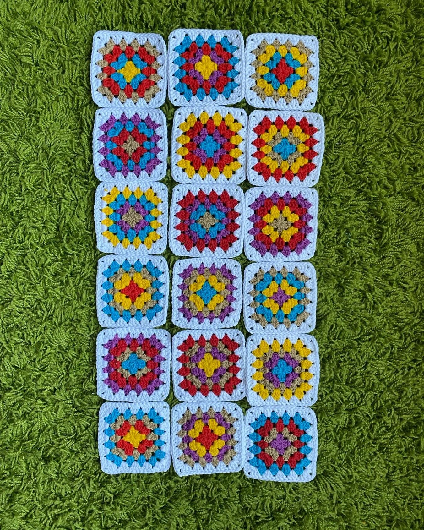 When making these squares I wrote out every single color combination. 

I know this is something some would use AI for and I just don&rsquo;t believe in that crap. 

#crochet #grannysquares #artfitbyzakyla #doesyourartfit