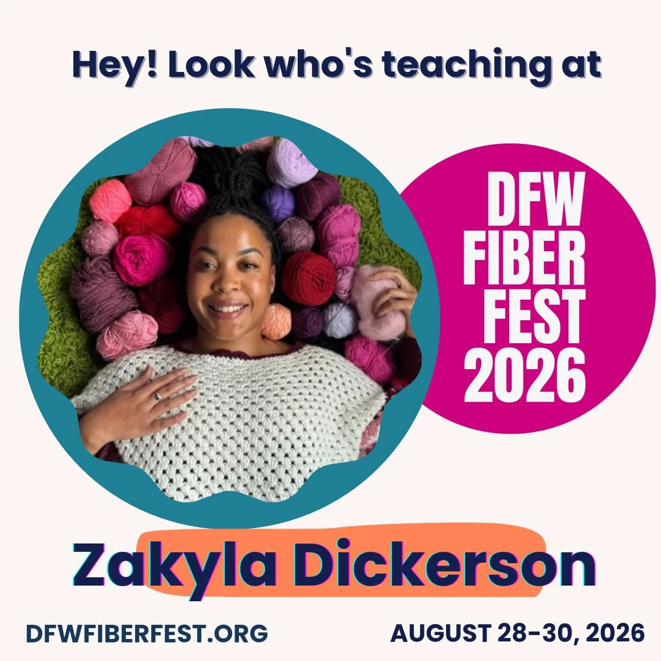 Look who&rsquo;s teaching at Fiber Fest!! Check out classes at dfwfiberfest.org. 

I&rsquo;ll be teaching Granny Squares, Tunisian, and how to chart your own stitch pattern. All for you to make your art fit! 

#crochet #artfitbyzakyla #dfwfiberfest