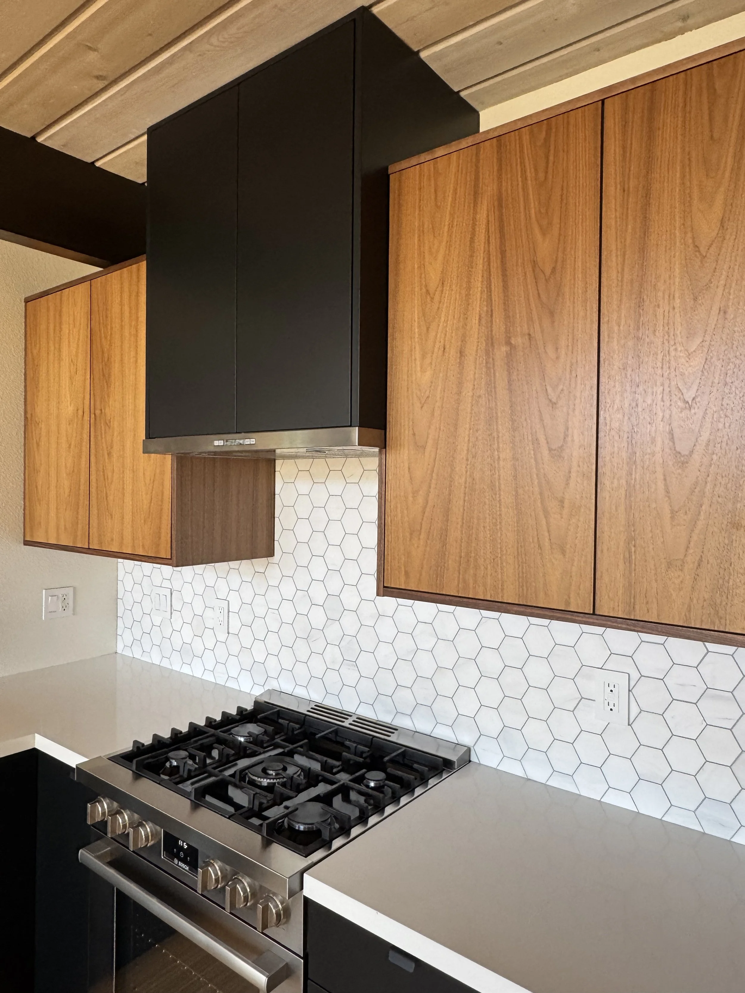 Ikea kitchen cabinet installation custom walnut book matched grain sektion