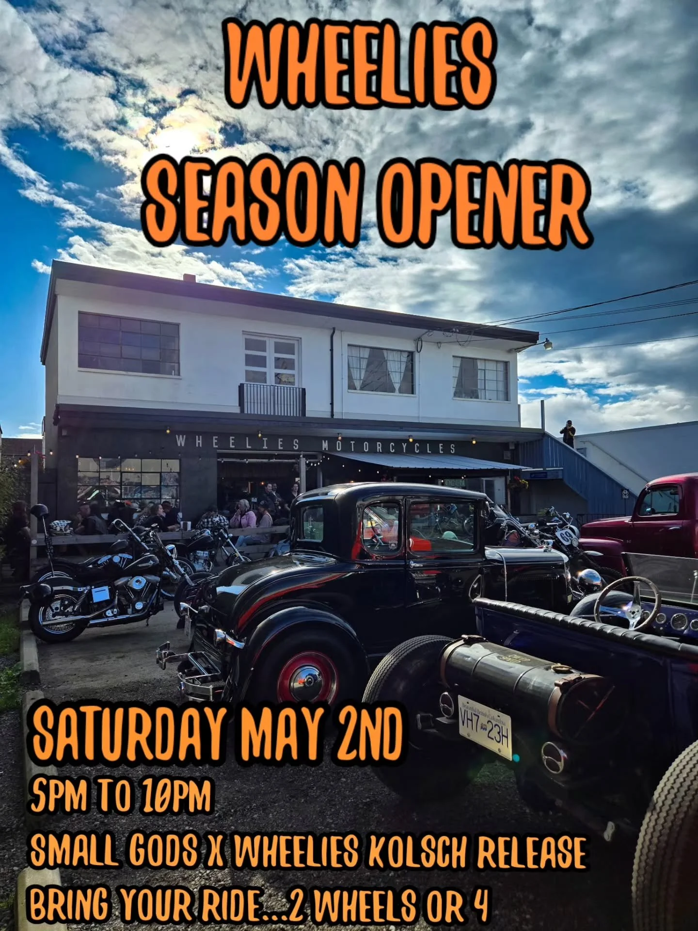 IT IS TIME! LETS GET THIS CRUSIN SEASON STARTED ALREADY. GET THE COVER OFF, GIVE ER A WASH, FIRE UP THAT RIDE AND LETS GET ER GOING. 
SMOKER WILL BE FIRED UP, LETS LINE THE LOT AND ROCK BAY WITH YOUR RIDES N BIKES!