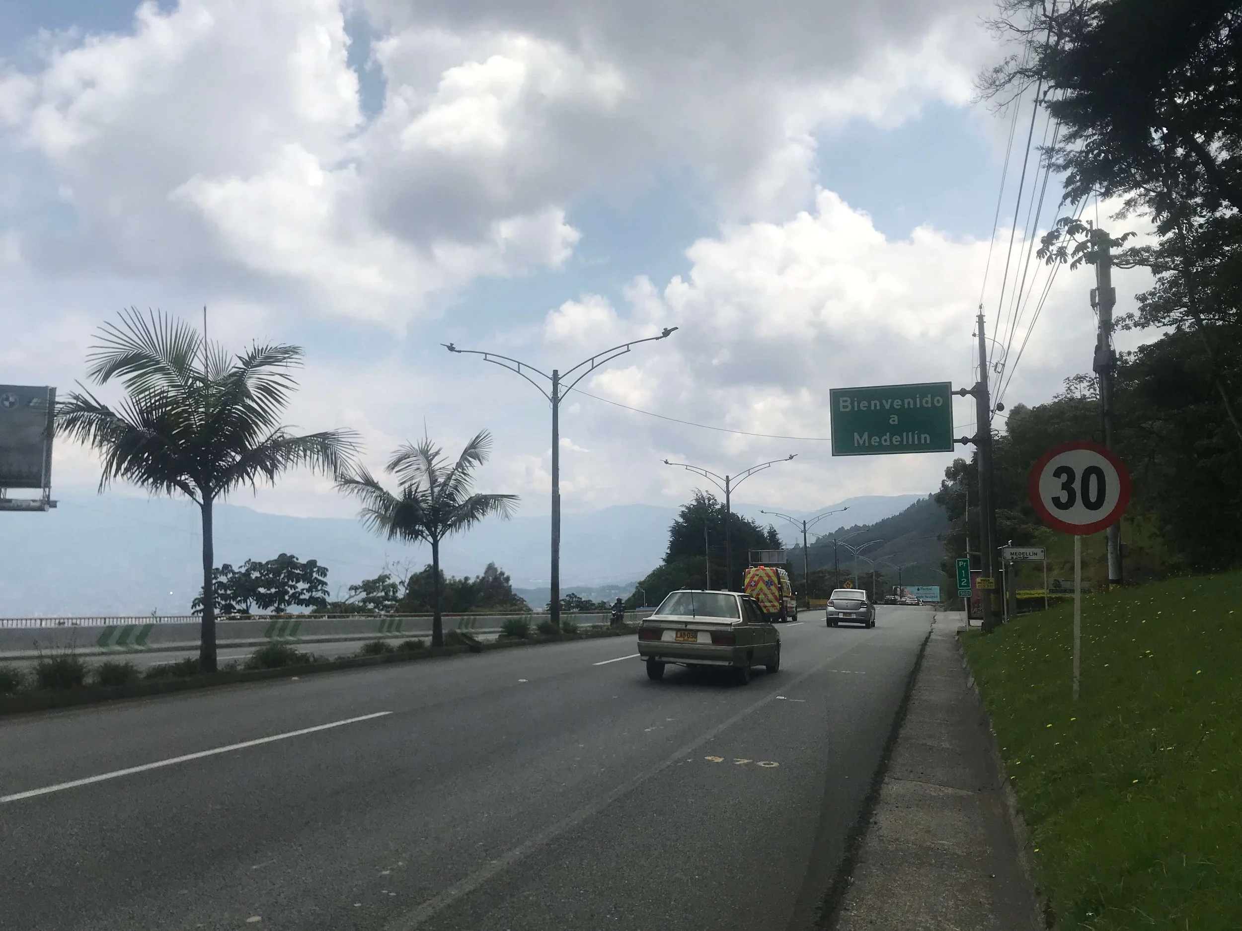 Roadside view from the Alto de Las Palmas as descent approaches Medellín
