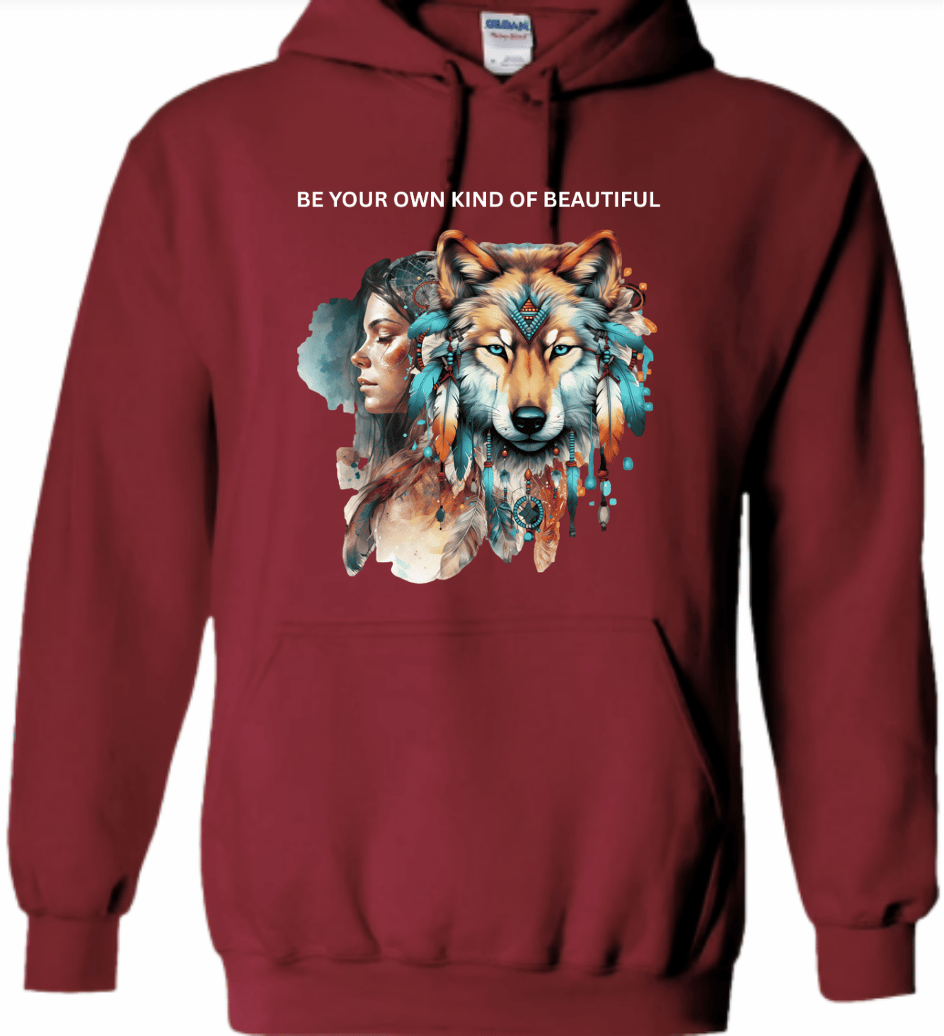 Beauty & The Wolf Hoodie Maroon.png