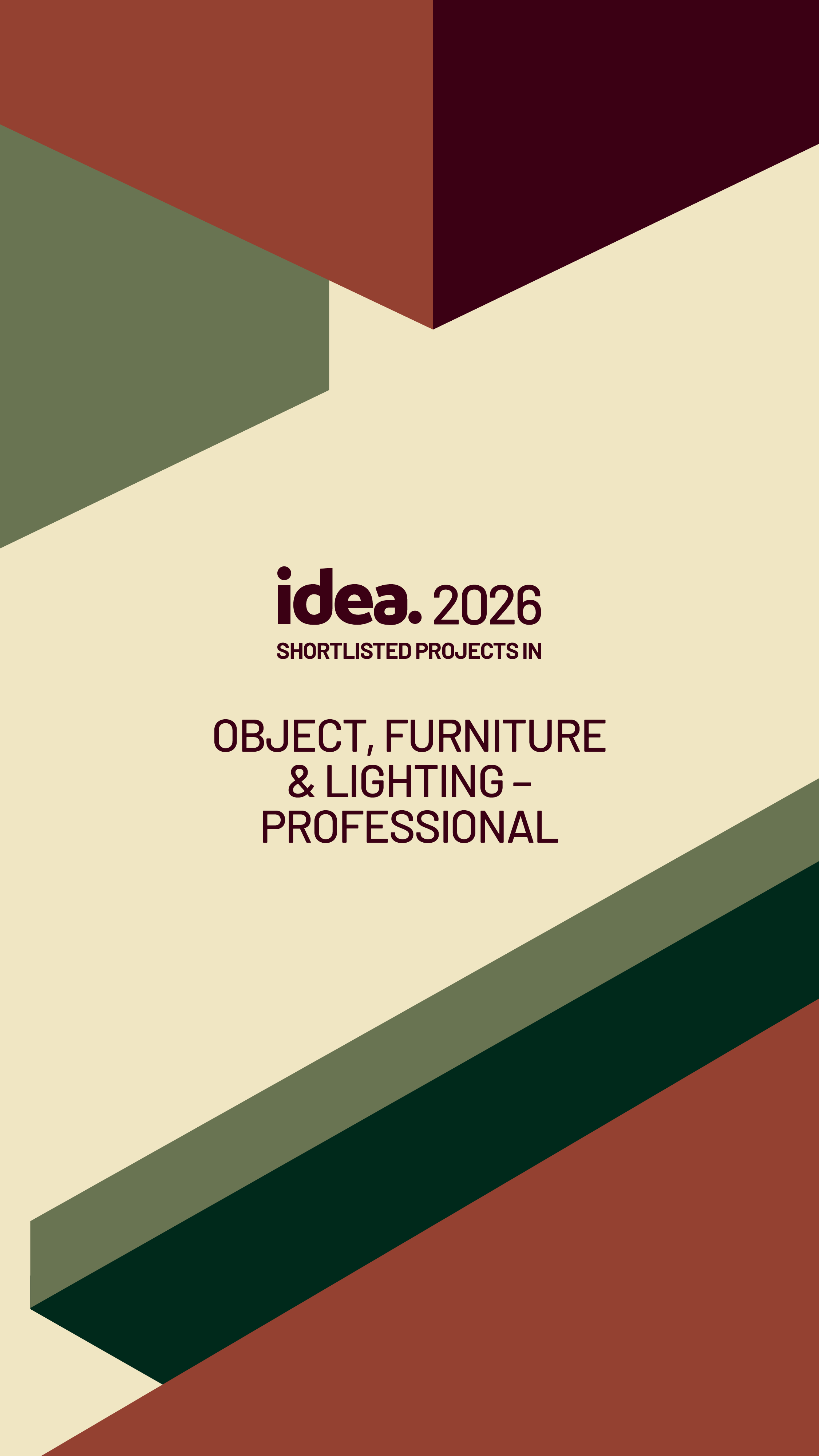 Cover page for Idea 2026 short-listed projects in object, furniture, and lighting professional design.