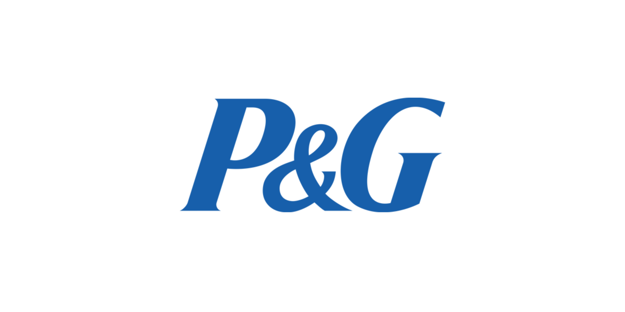 Logotipo de P&G en color azul sobre fondo blanco.