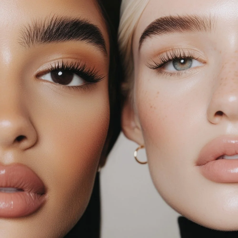 women after filler injections in cheeks