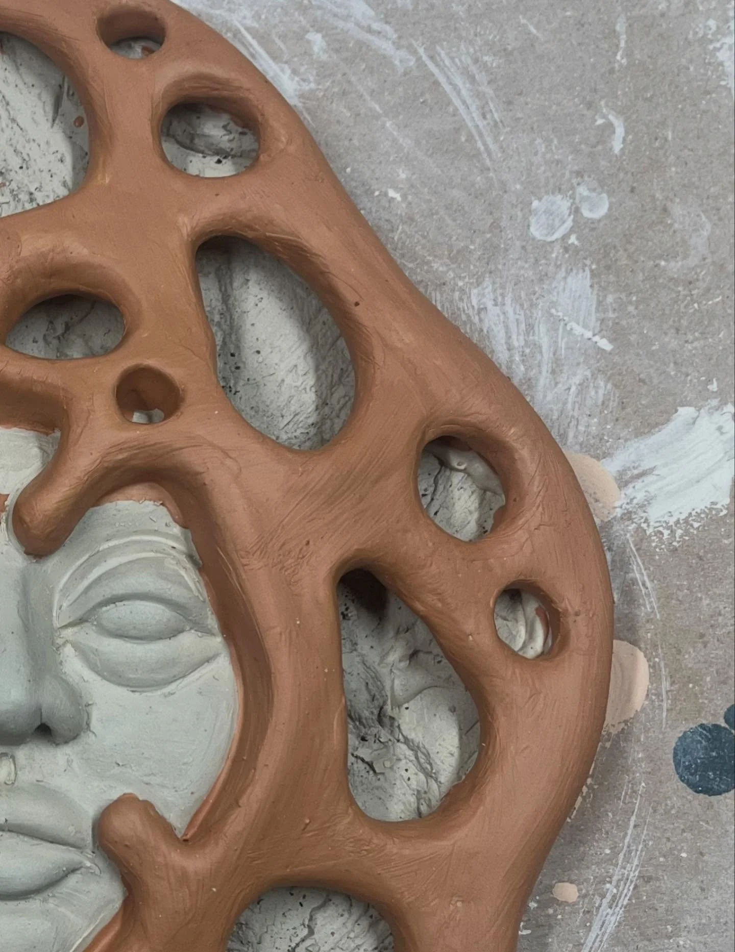 Latest WIP, wood fire porcelain &amp; flashing slip.
Inspired by cosmic fungi vibes after listening to The Girl In The Creek audiobook during studio sessions.  Highly recommend you read it if you like eco-horror, mystery, queer MCs, and mycelium. 
I&