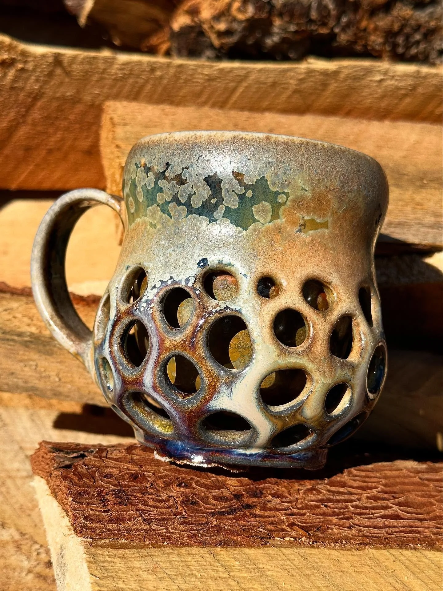 Forgot to post this beauty from last September! I&rsquo;ll be chasing the greens that came through and the yummy microcrystalline blooms all the way to the next wood firing. Getting pieces like this one out of the kiln makes all the work so worth it.