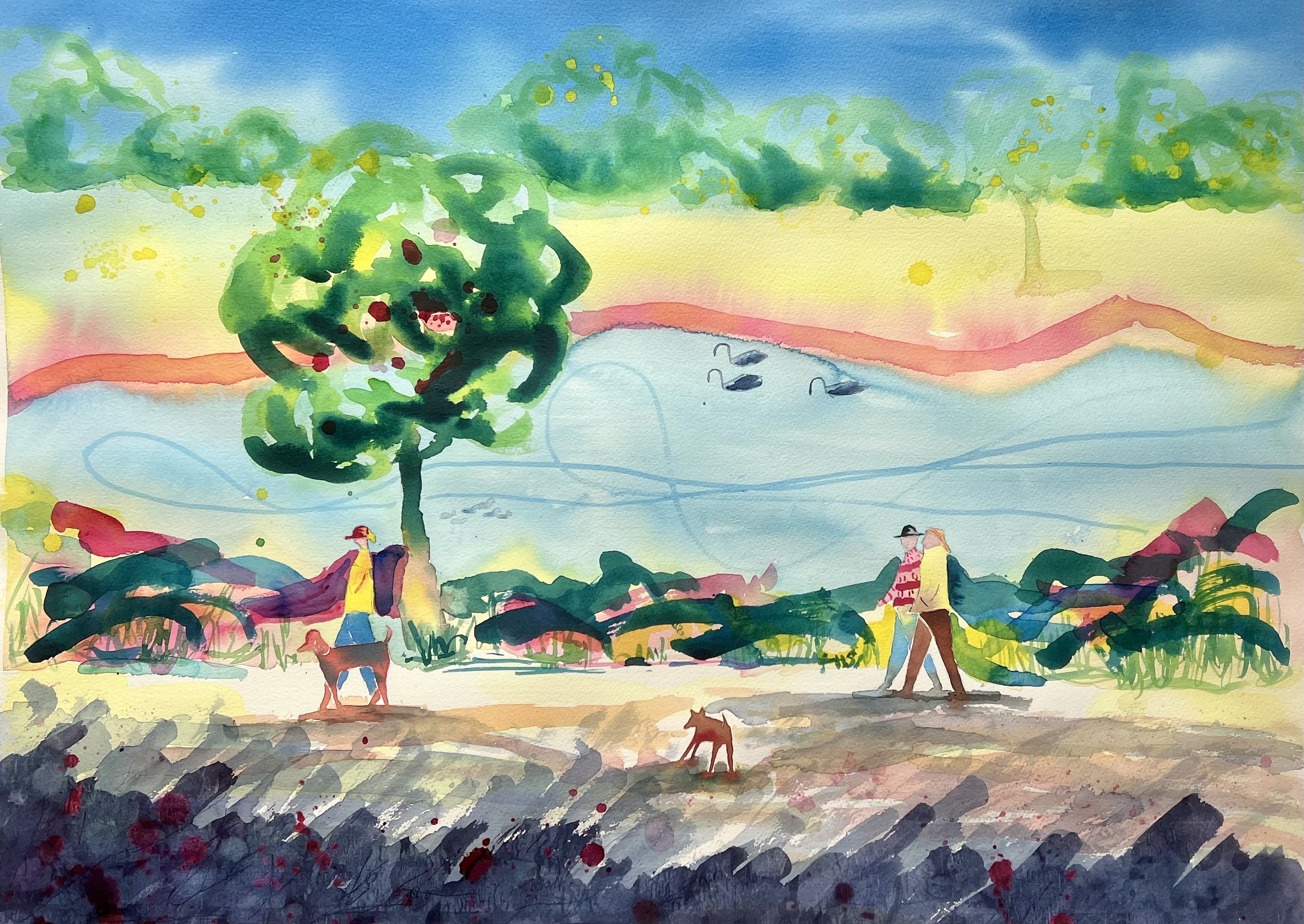 Dog walking in the wetlands