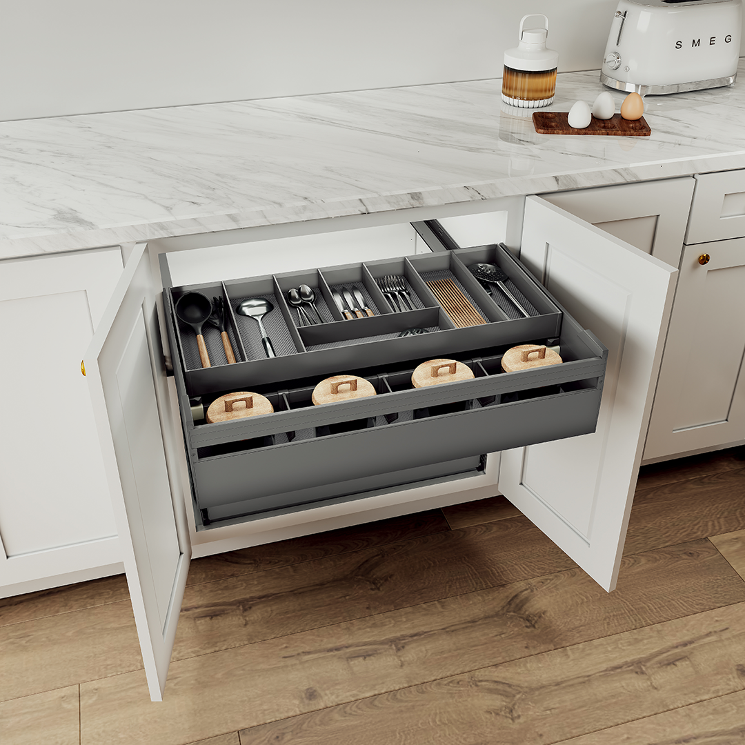 Dual-Layer Cutlery Pull-Out Organizer