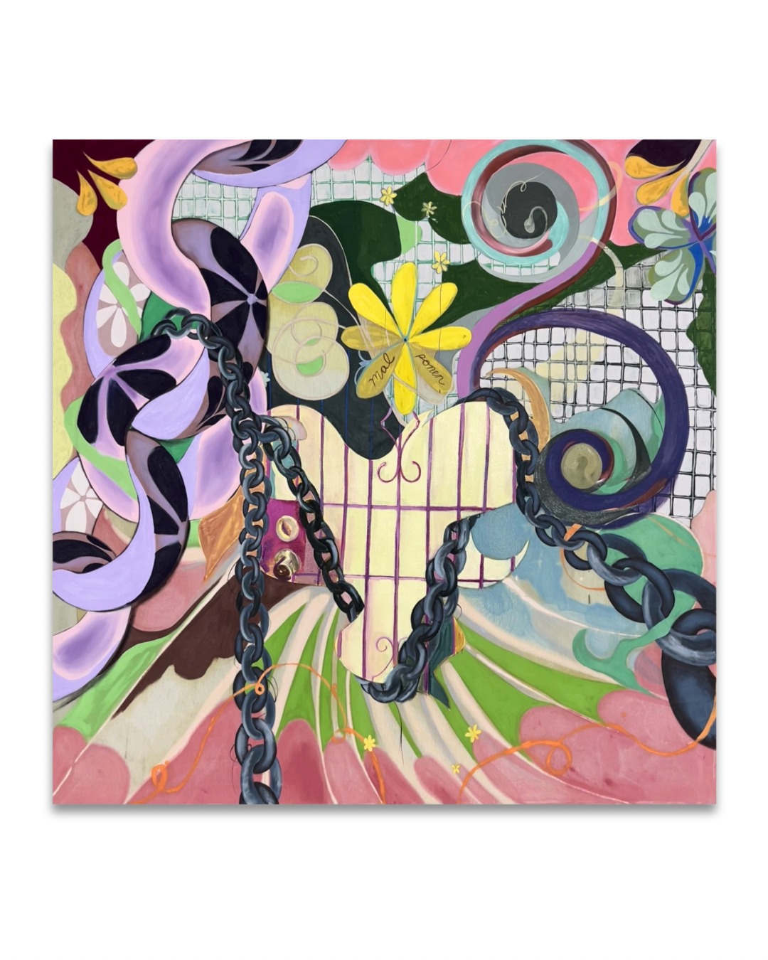 Within the facets de mis motivos, oil on manta, 66 x 66 in, 2026