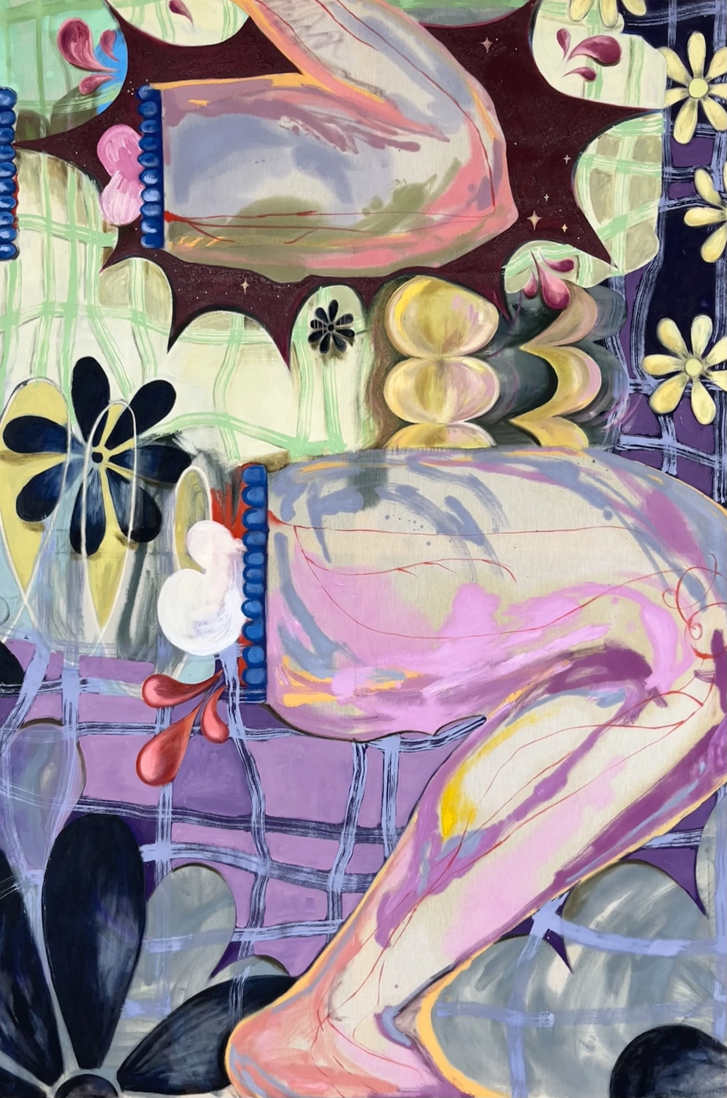 Nerves that run out into the world, oil on manta, 48 x 72 in, 2026