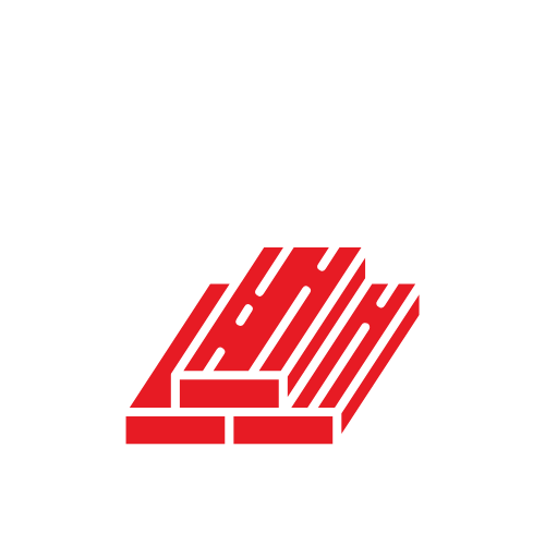 Red and black logo of The Home Depot, depicting a stylized representation of wooden planks and bricks.