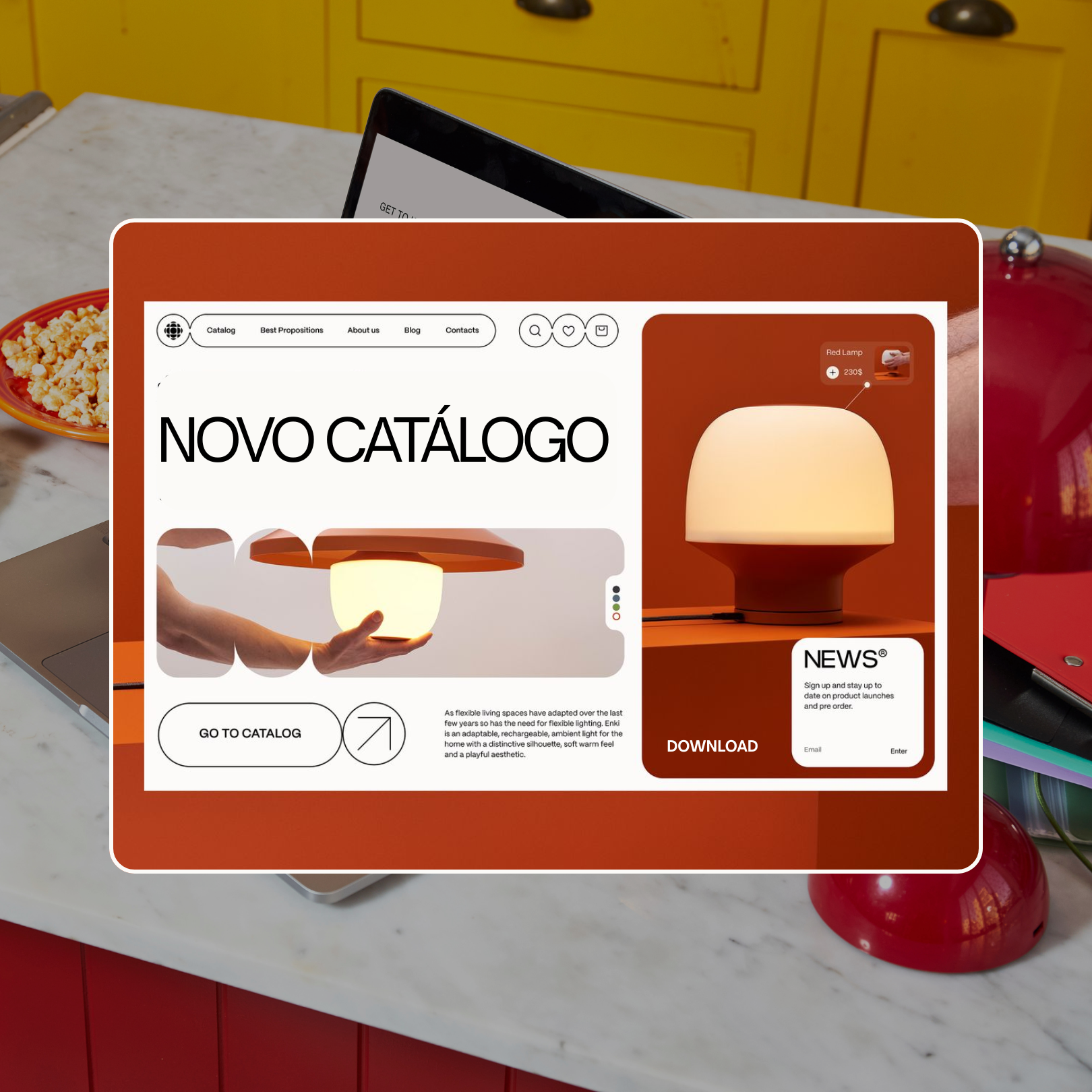 Imagem com Landing Page escrito novo catálogo