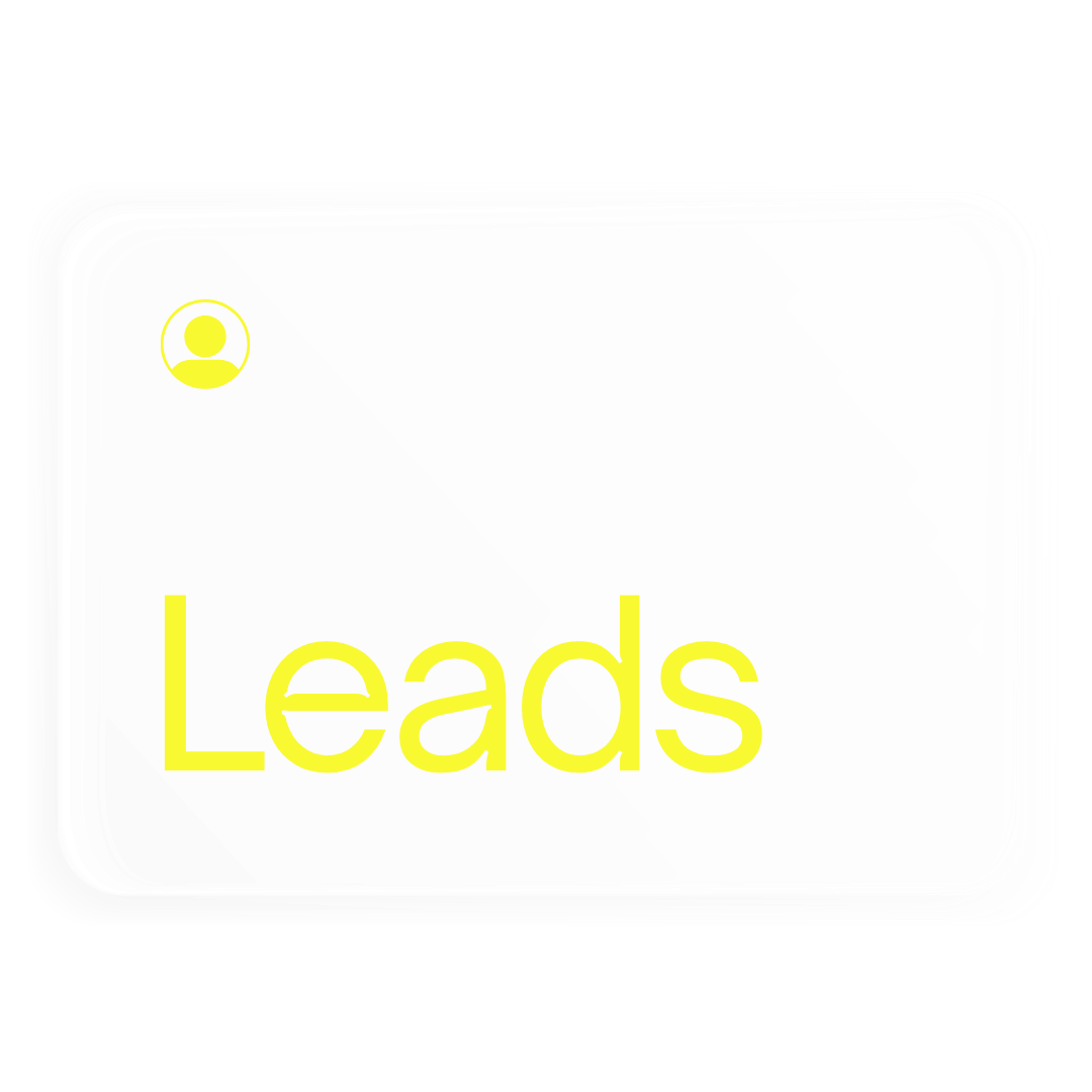 Elemento da página com ícone de pessoas escrito "Leads"