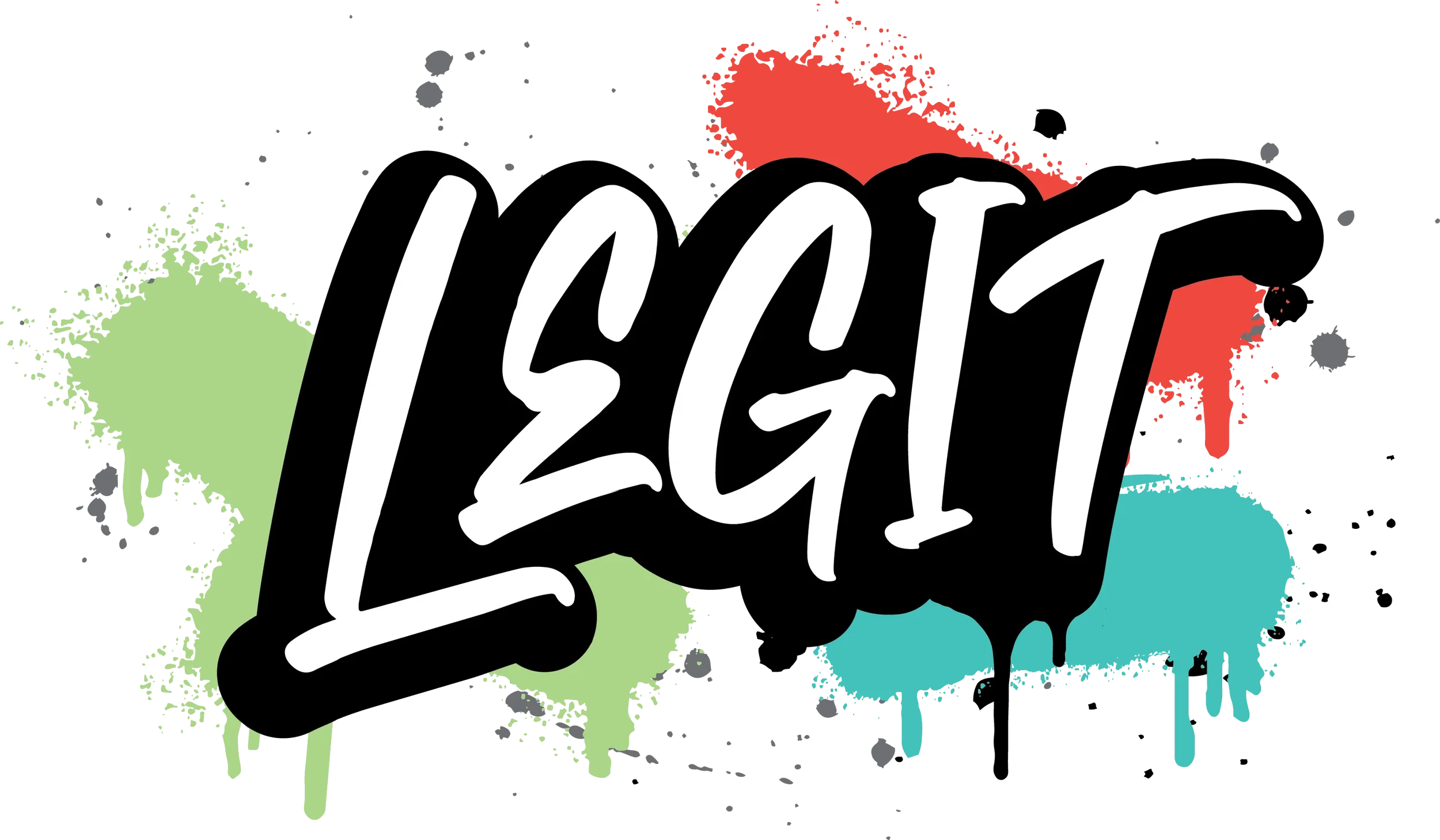 Graffiti-style text spelling 'LEGAI' with colorful splashes of paint in the background.