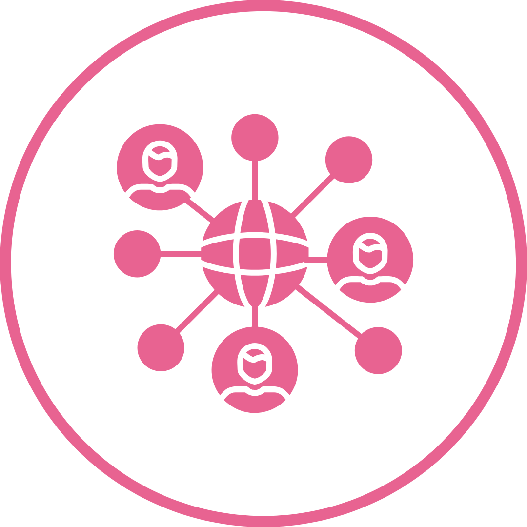 an icon of multiple interconnecting nodes, signifying a junior sdr