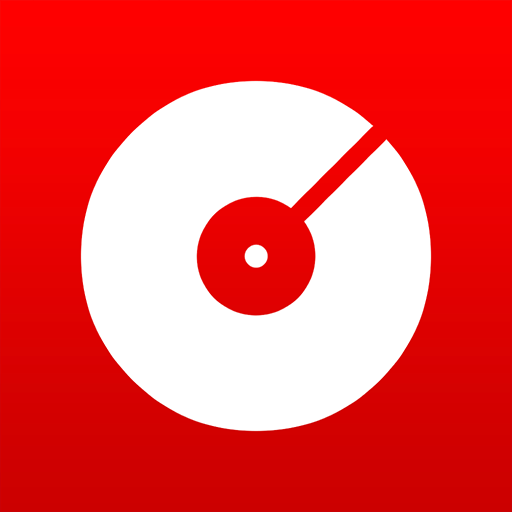 Red background with a white circular disk and a needle pointing to the outer edge, resembling a speedometer or gauge.