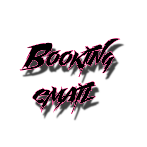 Neon pink text saying 'Booking Email' on a black background.