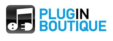Logo for Plug In Boutique featuring a musical note with a device plug, and text in blue reading 'Plug In Boutique'