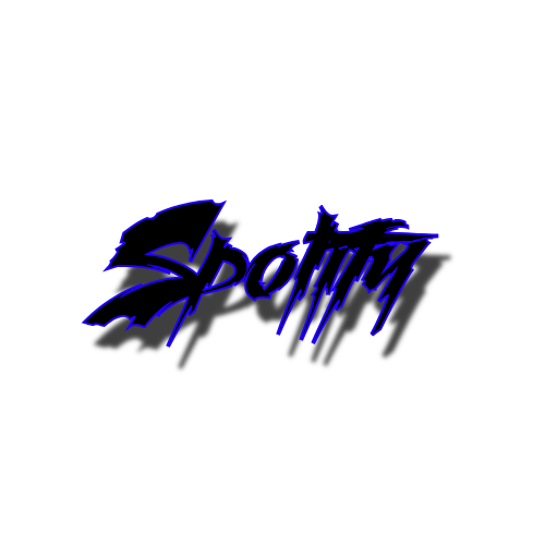 Neon sign with the word 'Spotify' written in stylized, blue cursive font