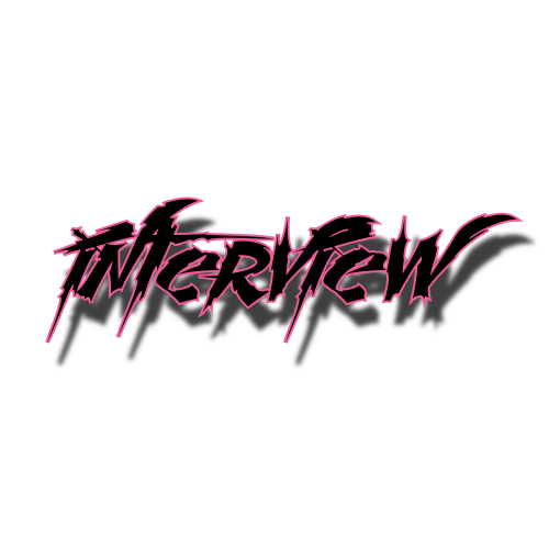 Stylized text reading 'INTERVIEW' in pink with a jagged, edgy font on a black background.