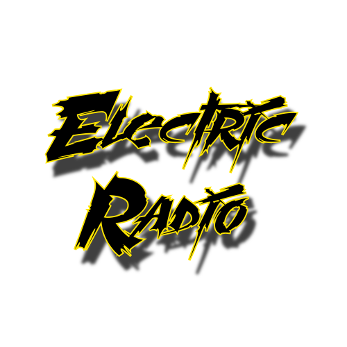 Text reading "Electric Radio" in yellow, stylized, graffiti-like font on a black background.