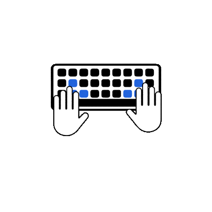 Two hands typing automatically on a keyboard gif image