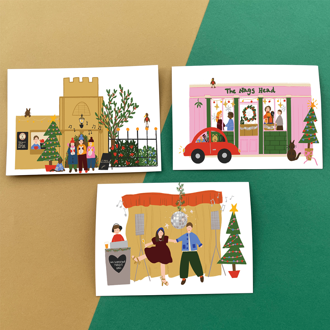 Set of 3 Walthamstow Christmas Postcards