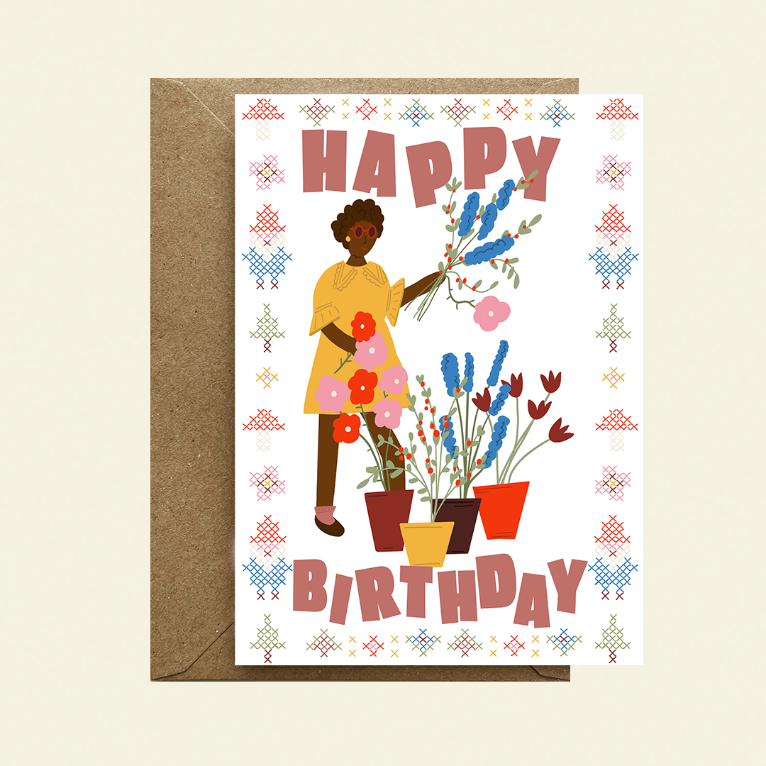 Happy Birthday Cross Stitch Print Card