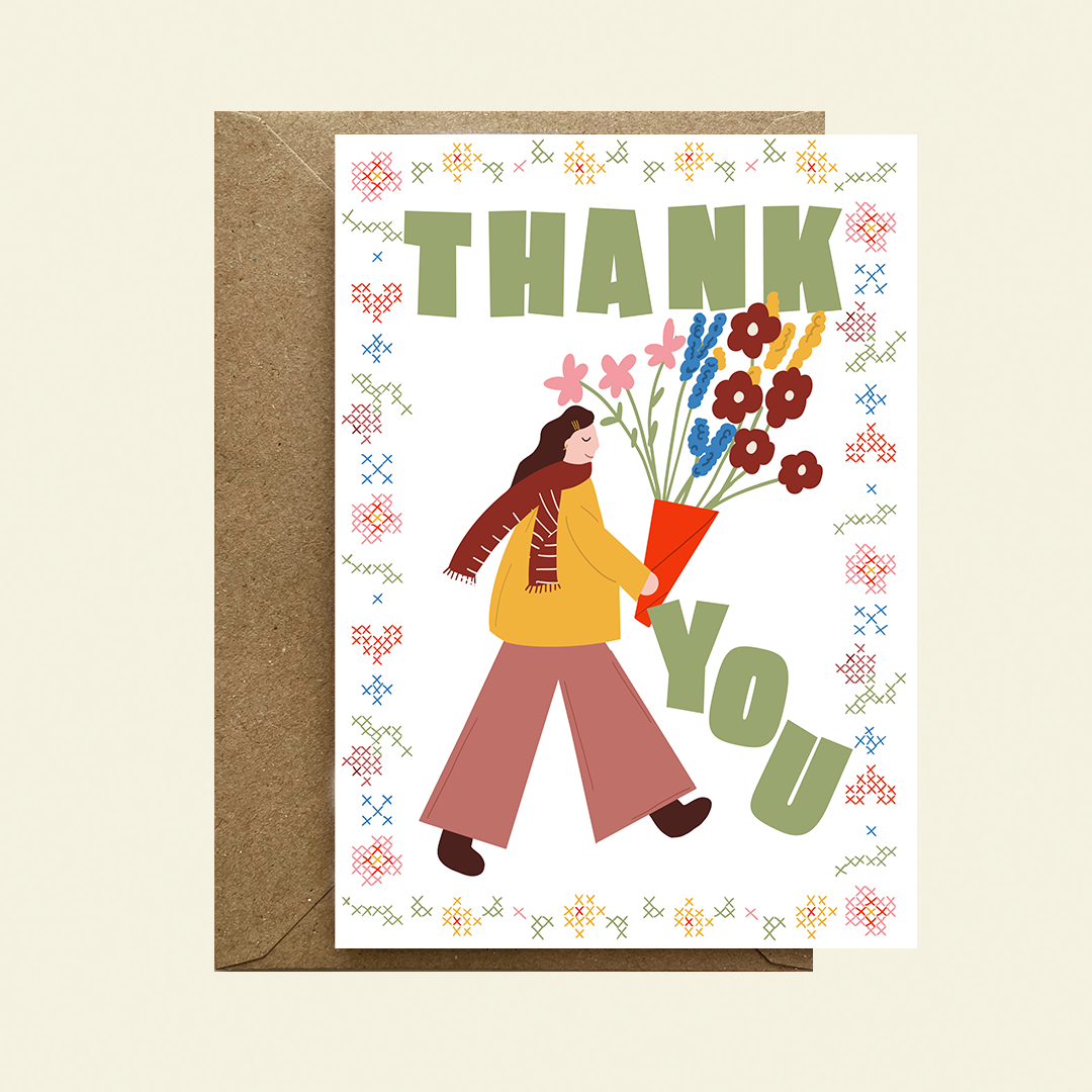 Thank You Cross Stitch Print Card
