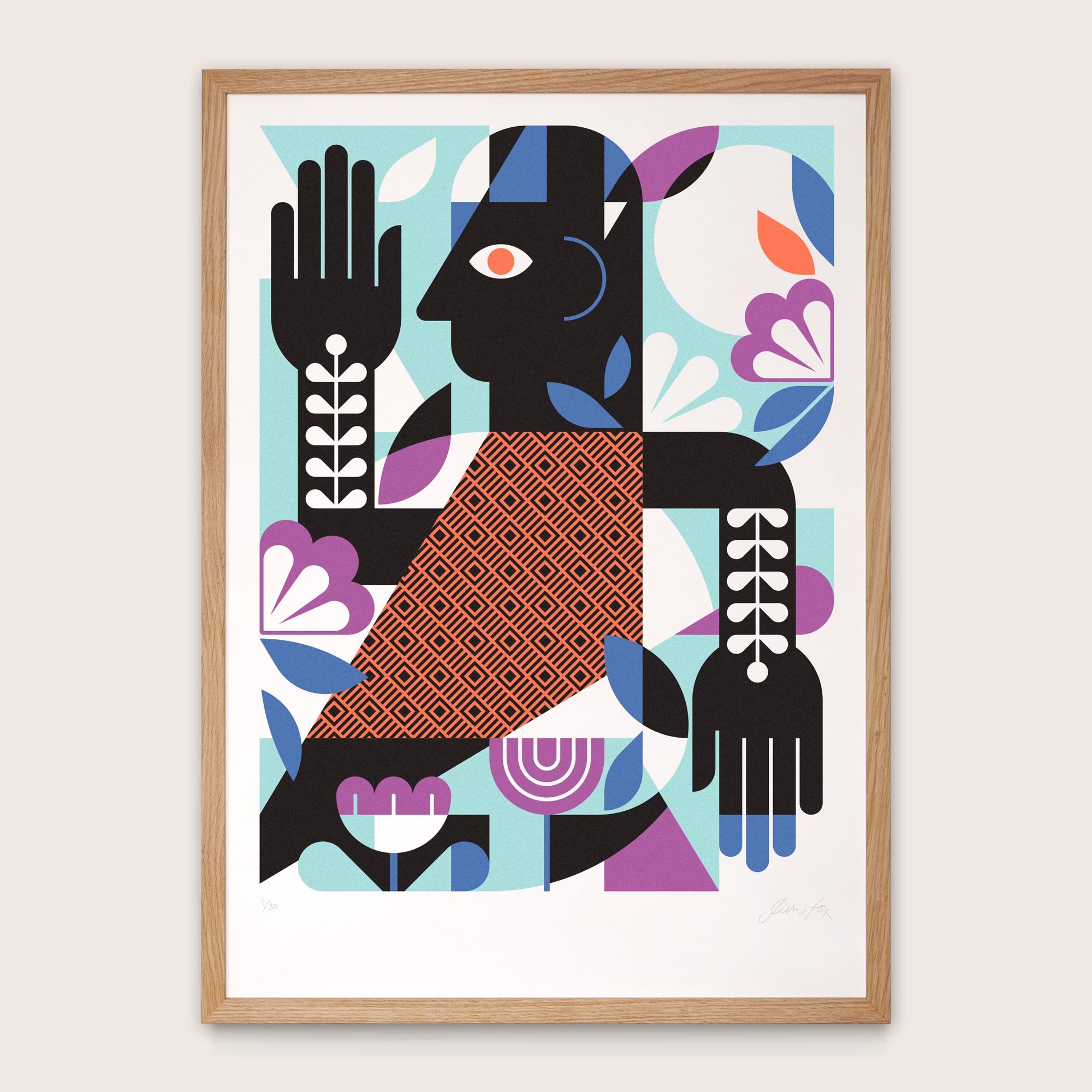 Limited edition screen-print of Dancing Man by artist Jim Fox