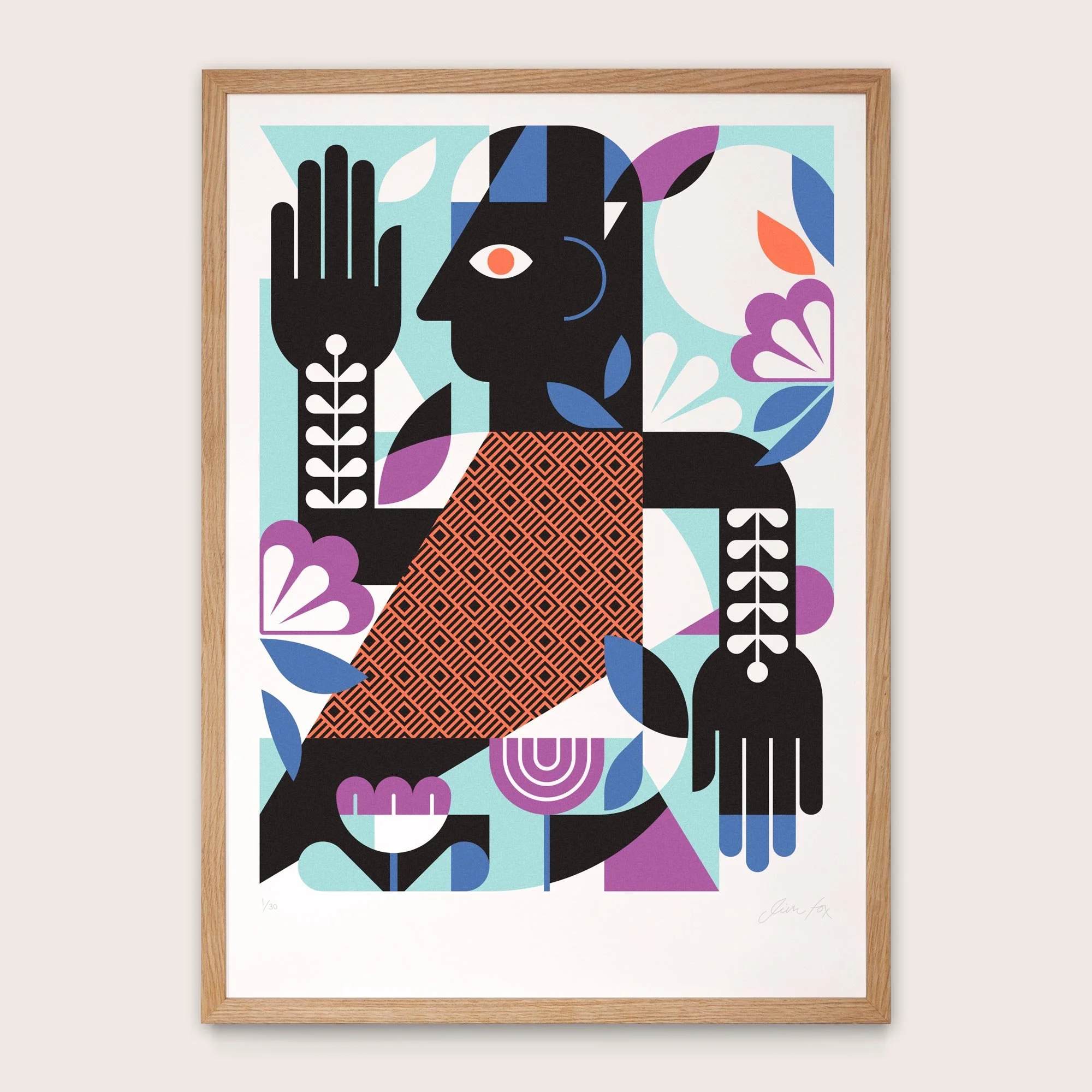 Screen print of Dancing Man by artist Jim Fox