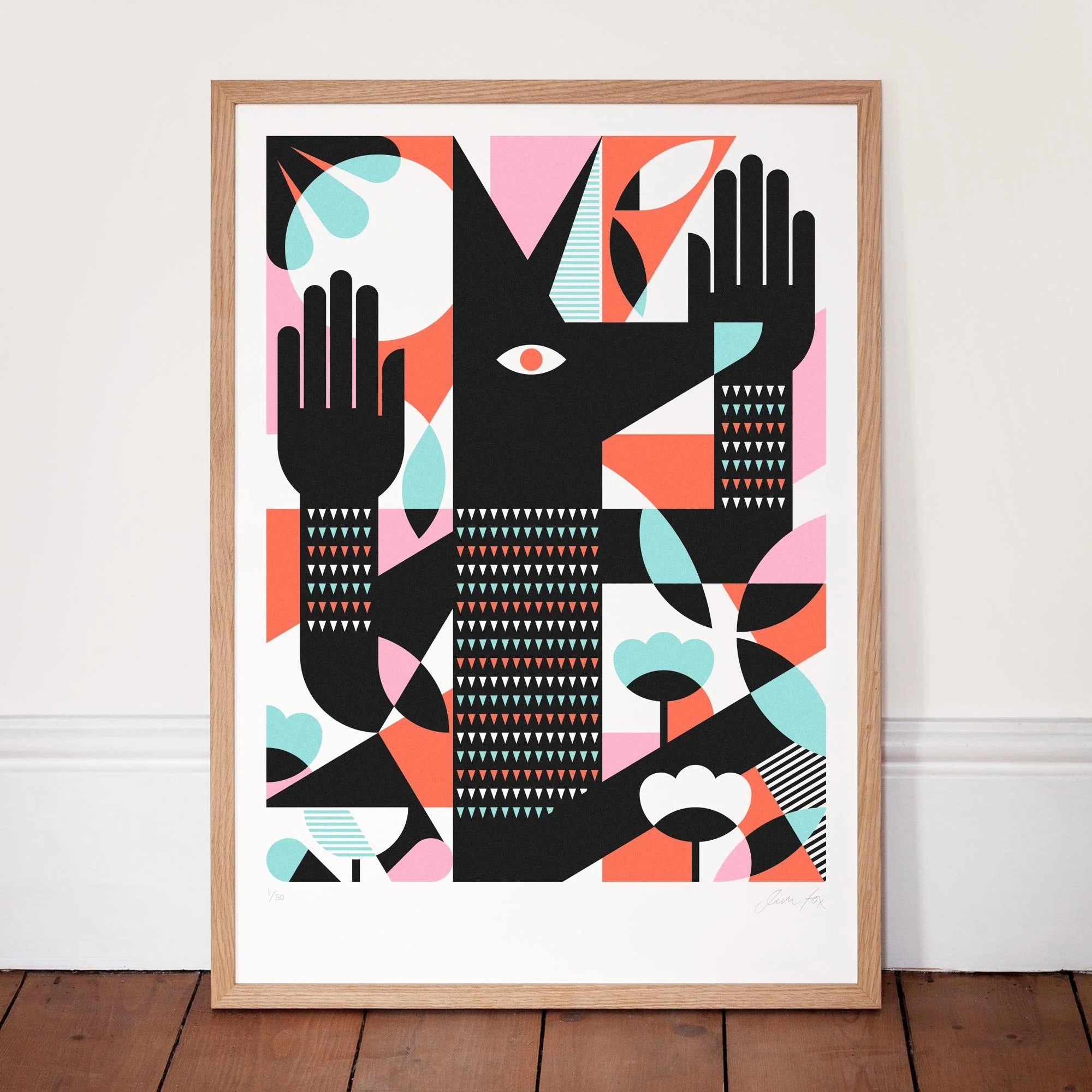 Screen print of Dancing Werewolf by artist Jim Fox