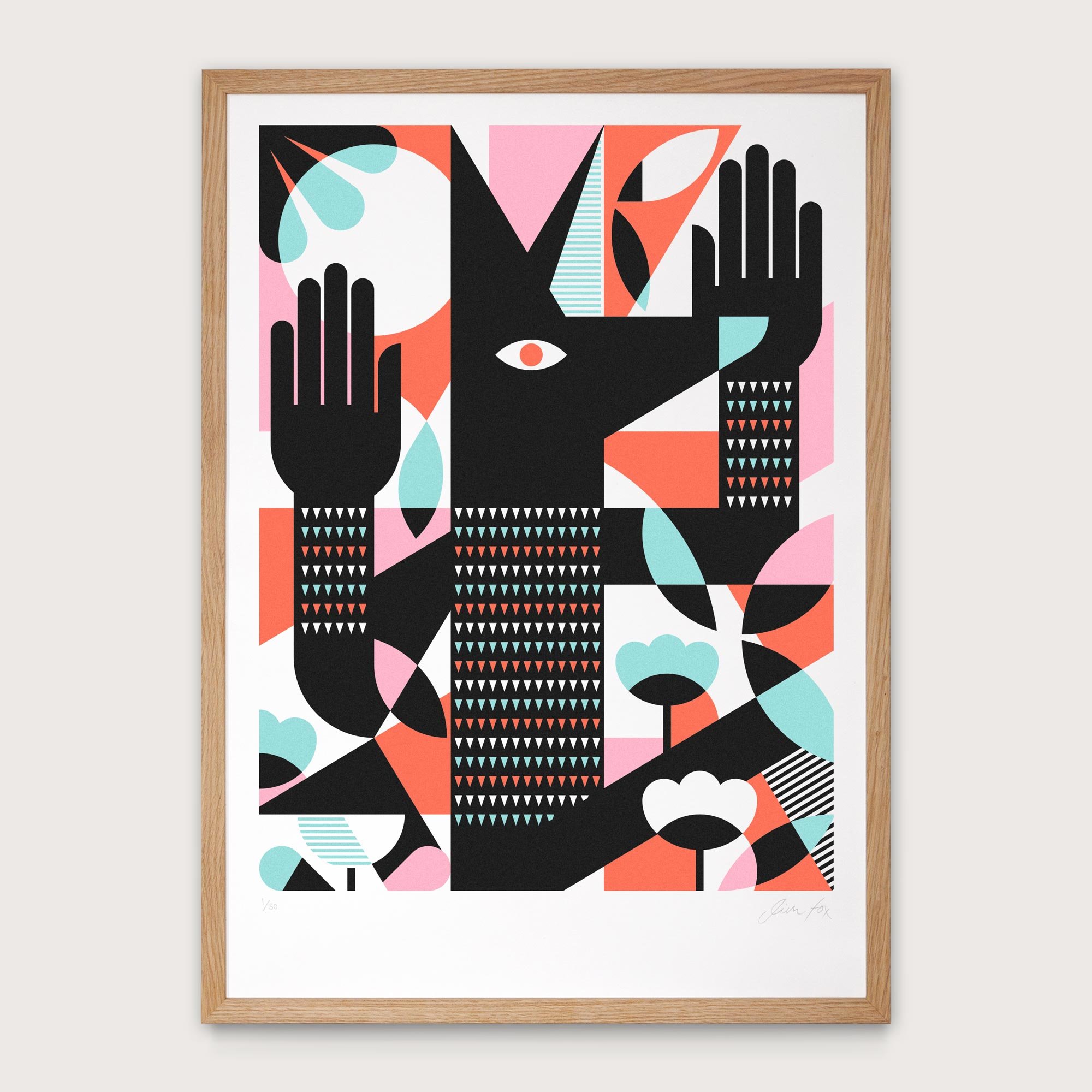 Limited edition screen-print of Dancing Werewolf by artist Jim Fox