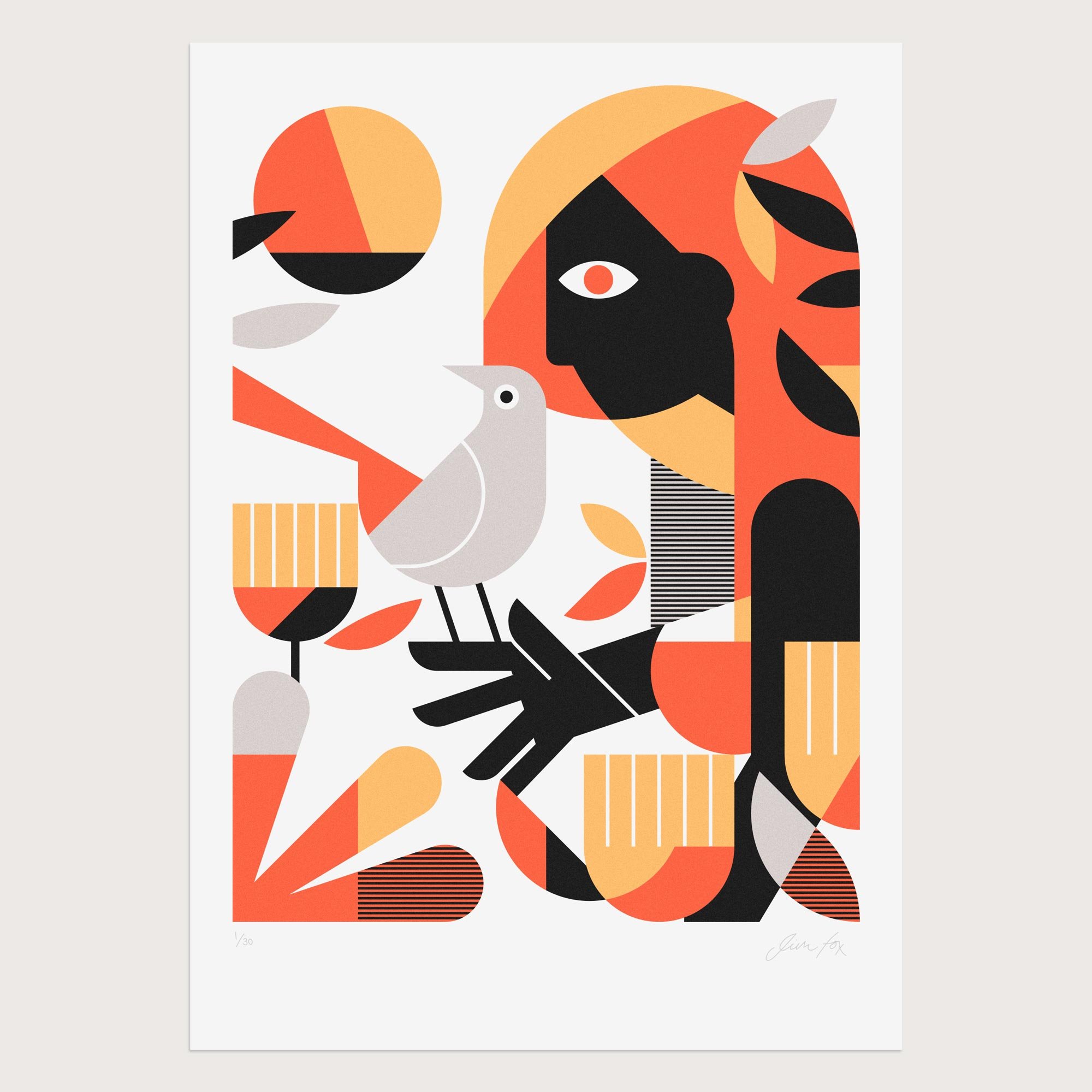Woman With Dove - Orange