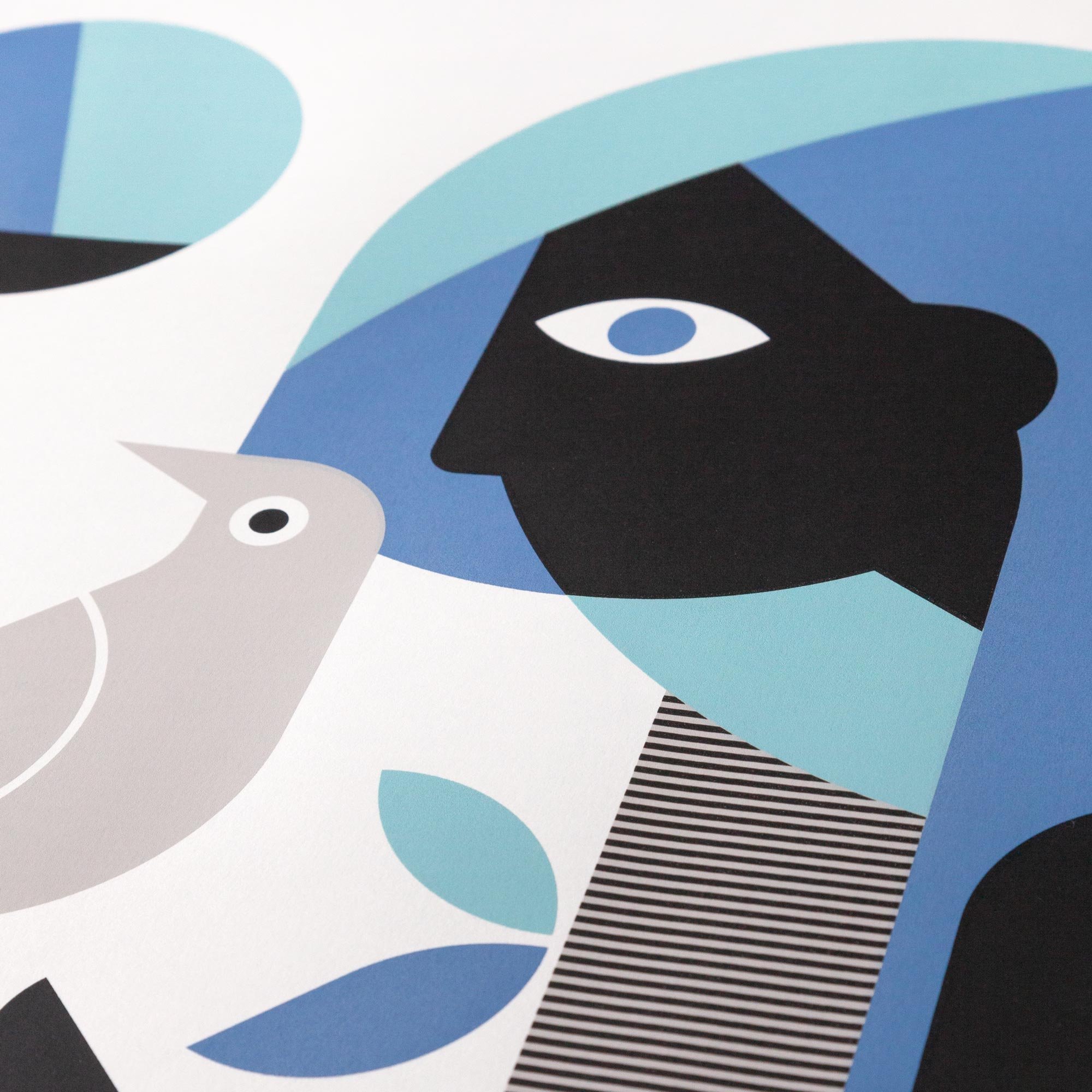 Limited edition screen-print of Woman With Dove by artist Jim Fox