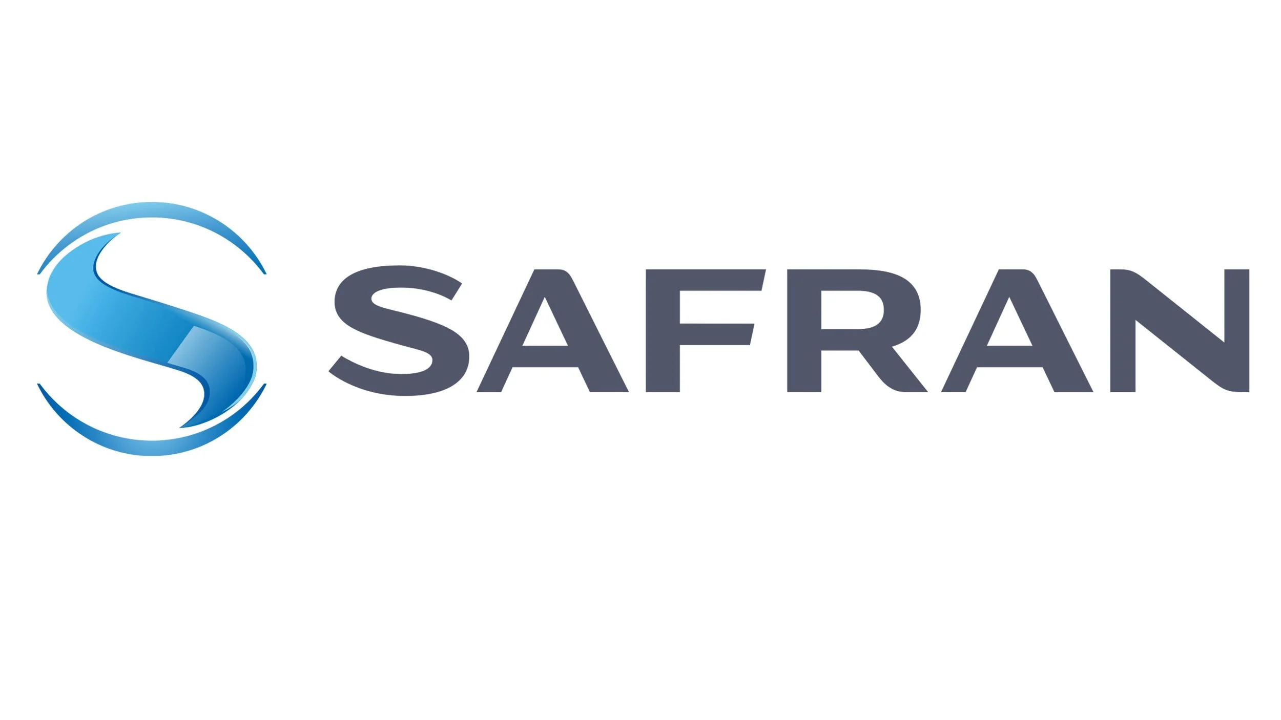 Stylized logo featuring a blue, curved S inside a circular shape, next to the word 'SAFRAN' in dark gray uppercase letters.