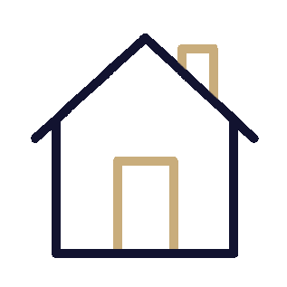 Simple illustration of a house with a gabled roof and a chimney