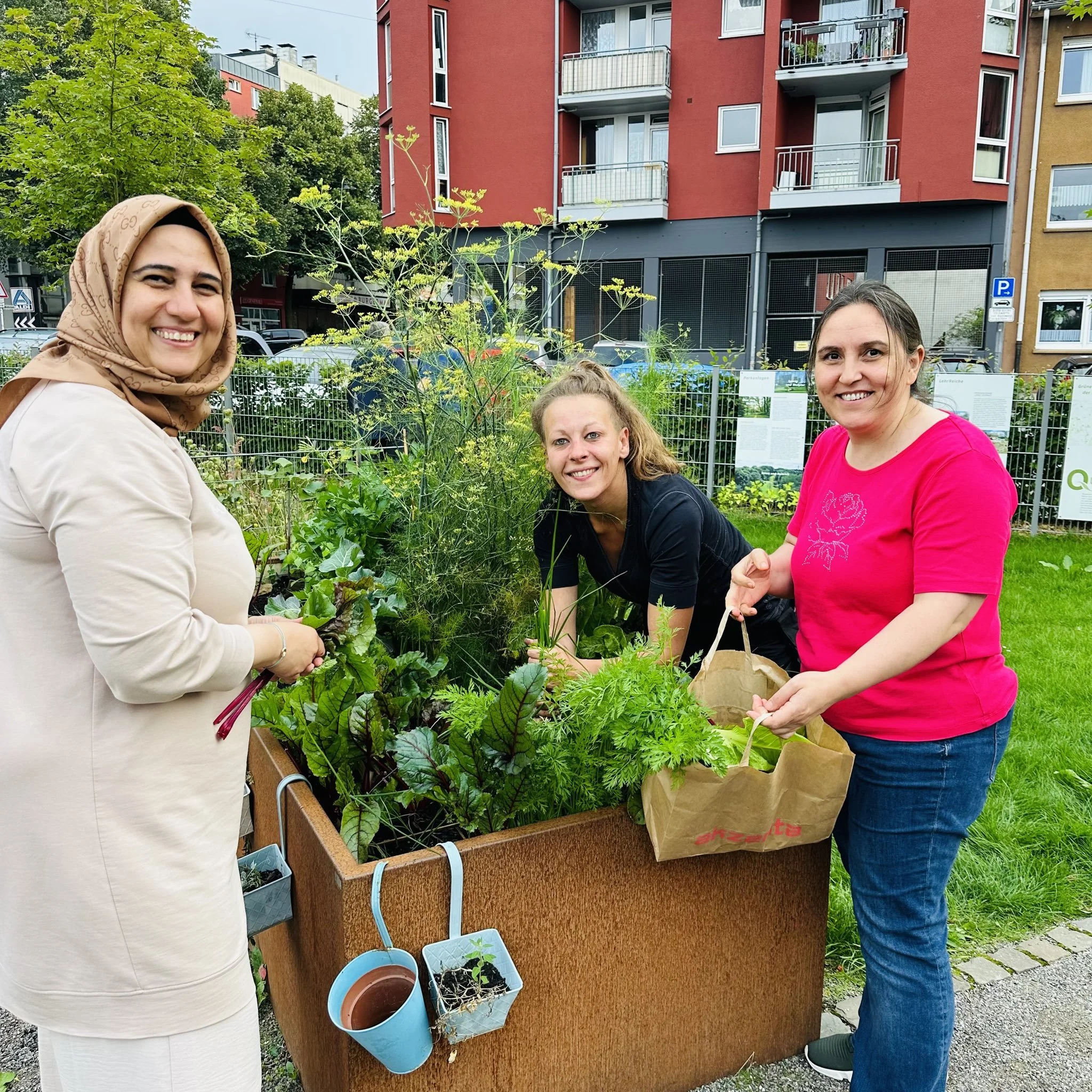 Urban Gardening auf dem Bayer-Platz steht in voller Blüte.